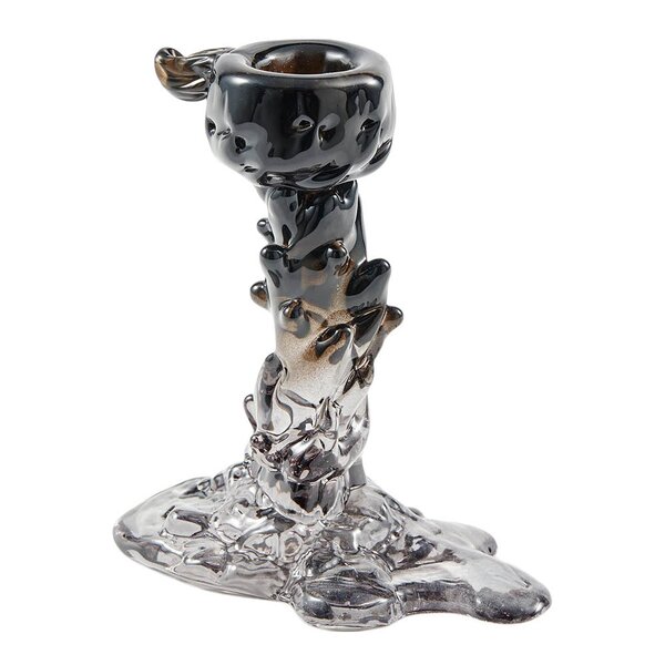 Drip lysestake i glass S 14 cm svart