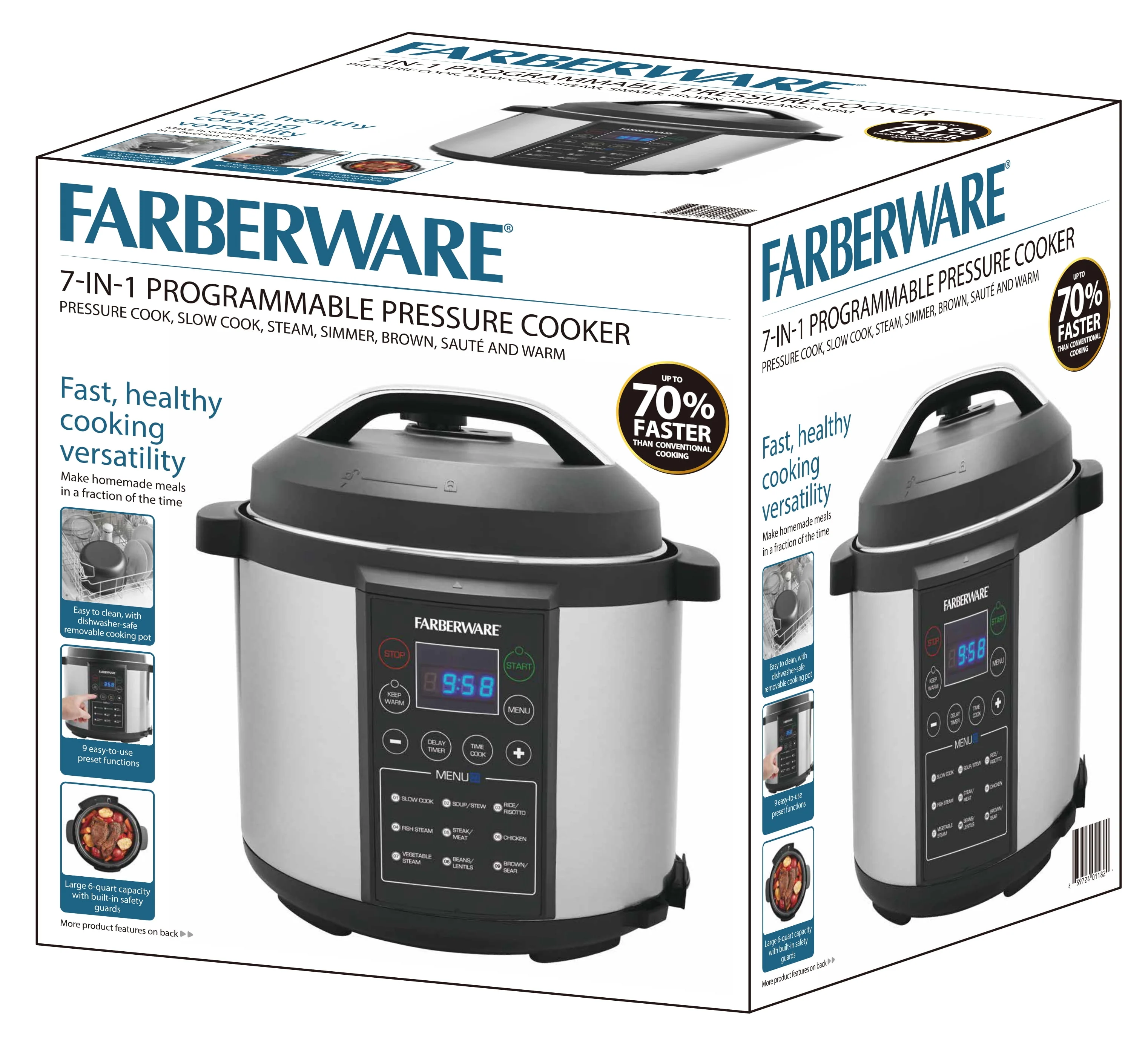 Farberware Programmable Digital Pressure Cooker, 6 Quart Image 6