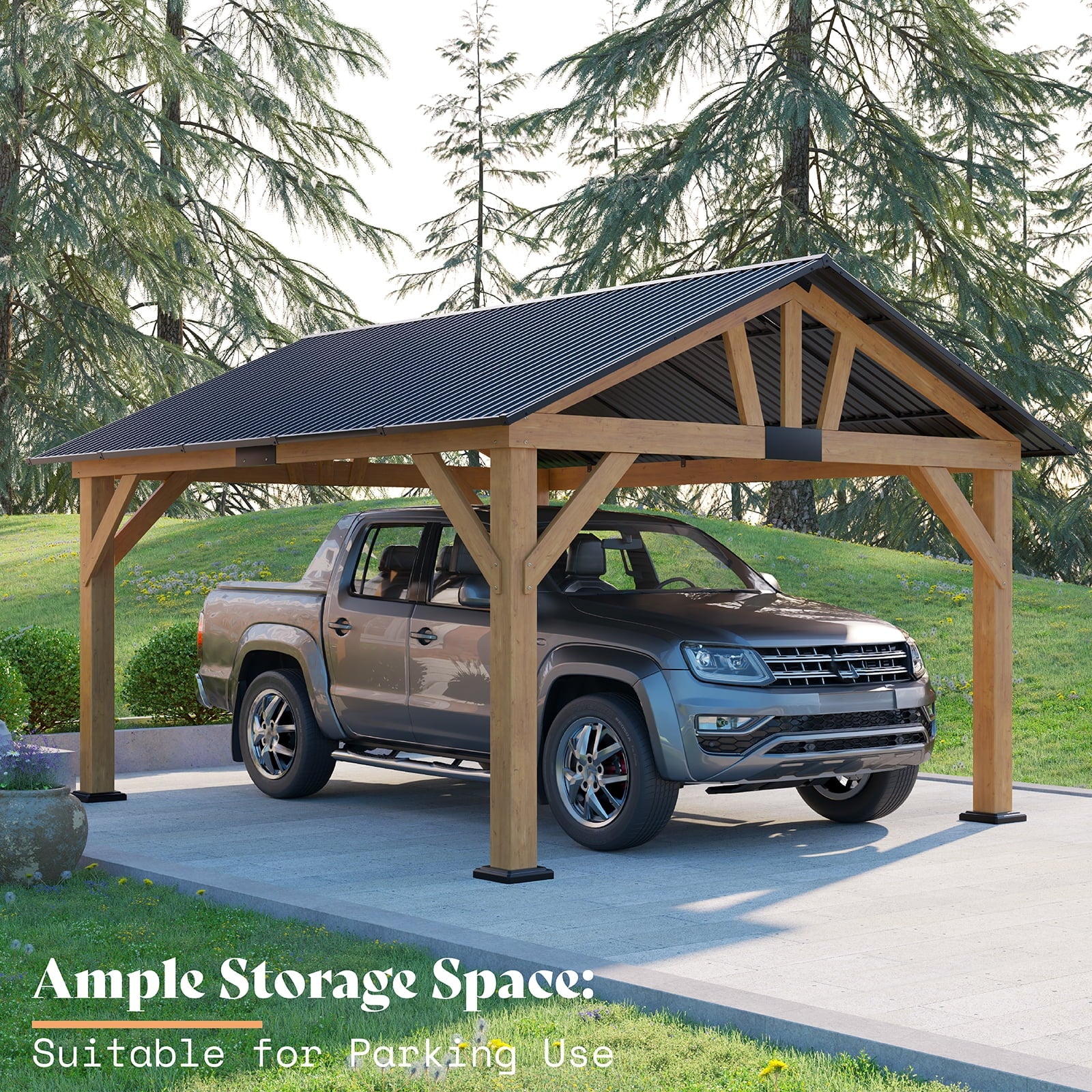 Jocisland Wood Gazebo 10'x12', Wind & Rain Resistant Design, Grill Gazebo for Garden, Backyard