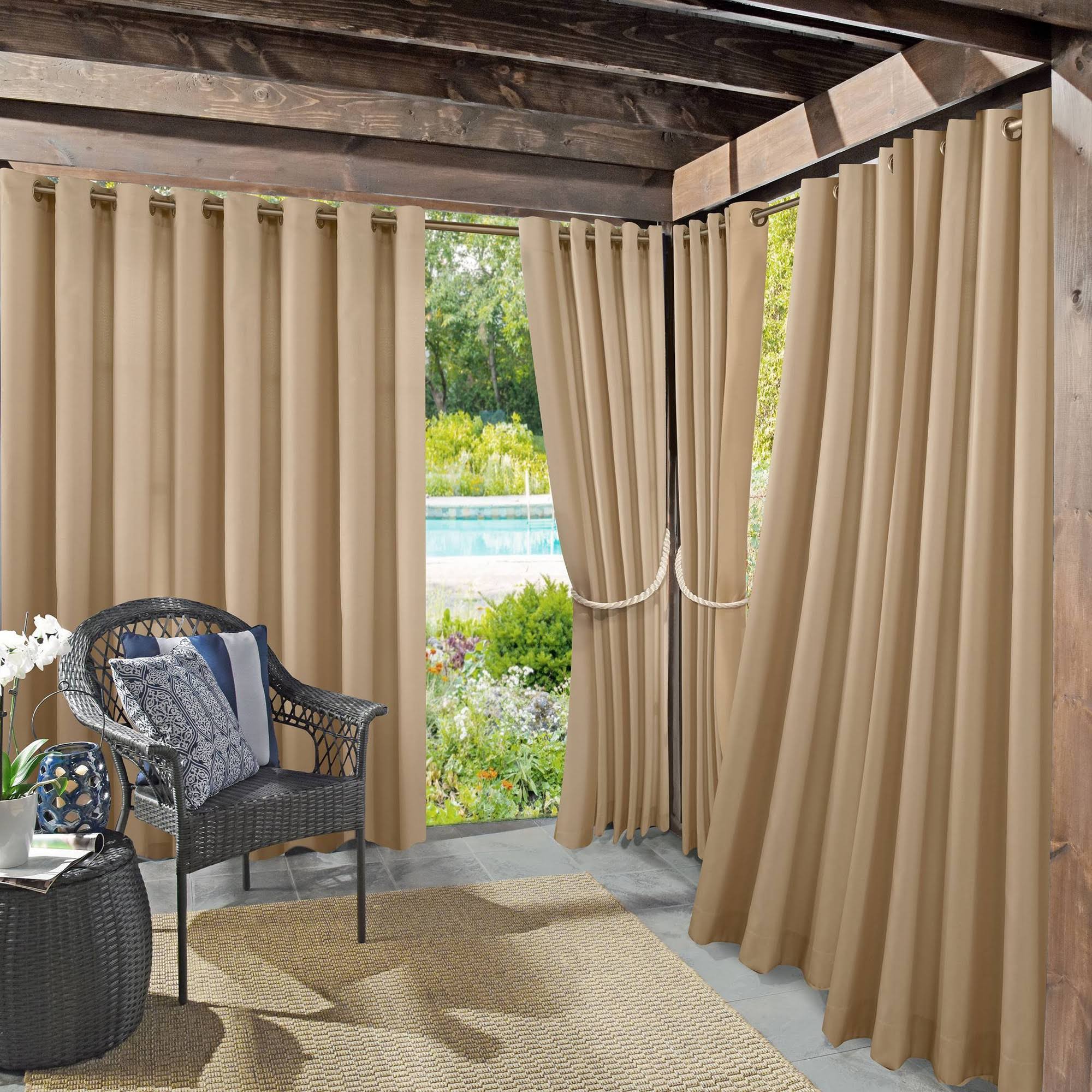 Sun Zero Sailor Indoor/Outdoor UV Protectant Room Darkening Grommet Curtain Panel
