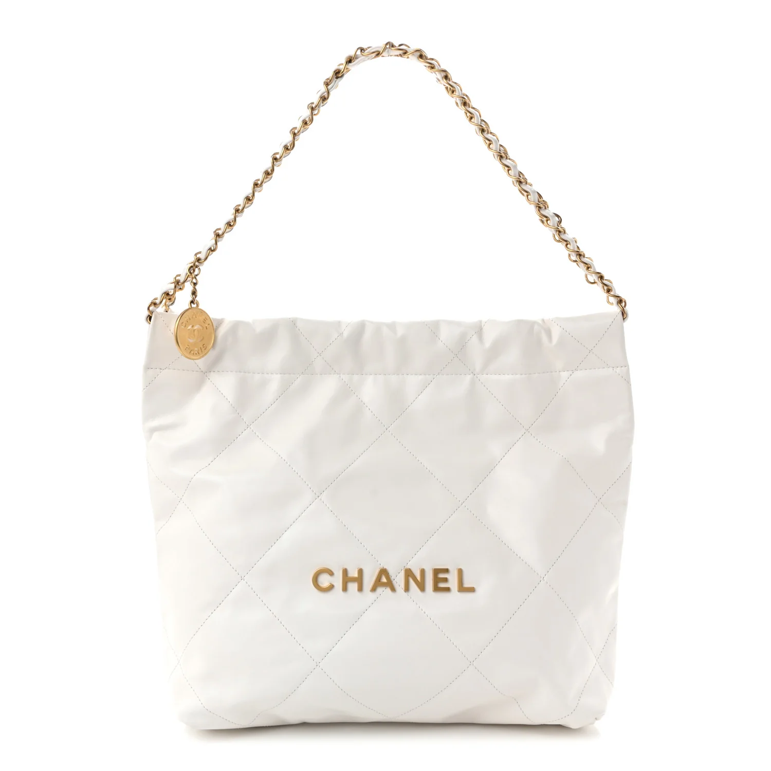 Shiny Calfskin Quilted Small Chanel  White