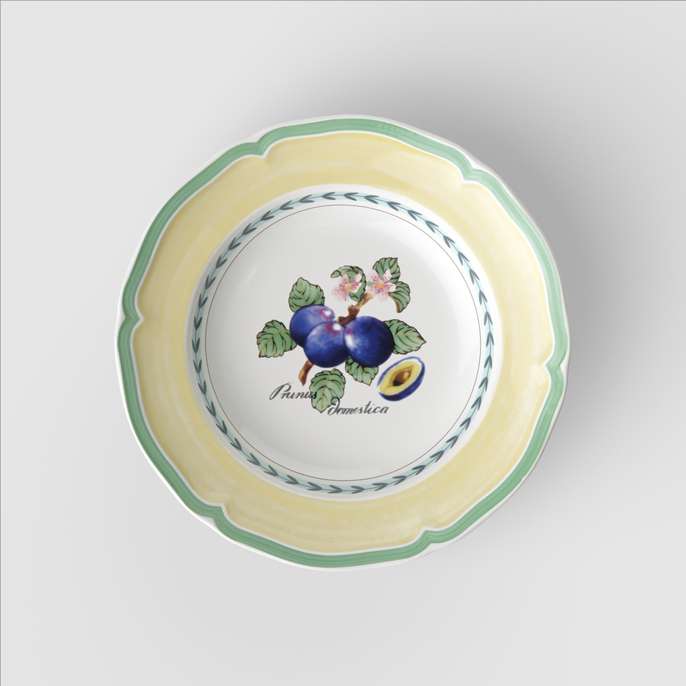 French Garden Soup bowl - Multi-colored, 9'', Premium Porcelain