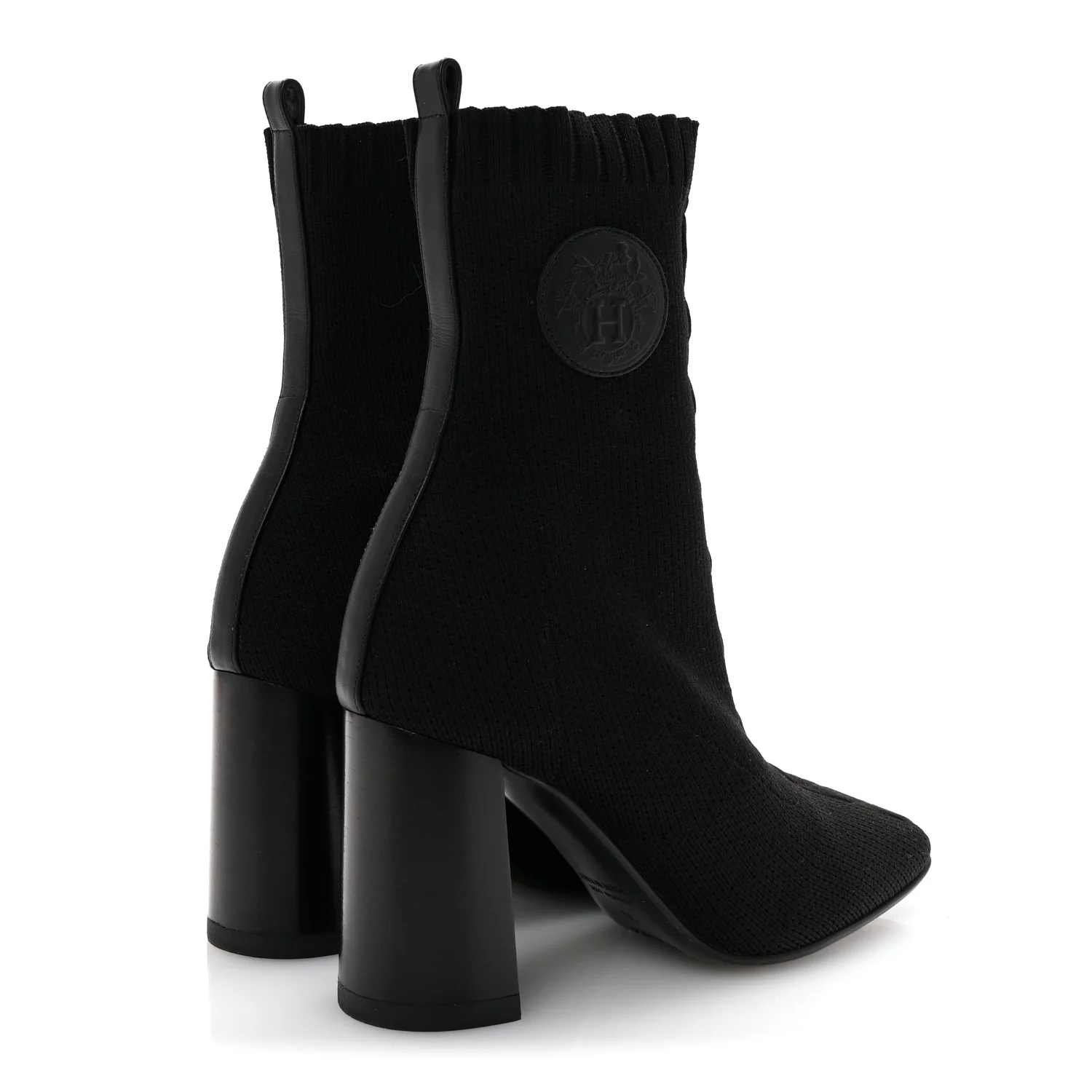 Knit Calfskin Volver 90 Ankle Boots 35 Black