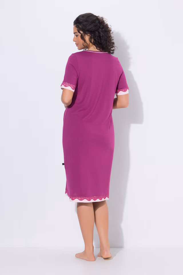 Lace Trim Short Sleeve Nightgown
