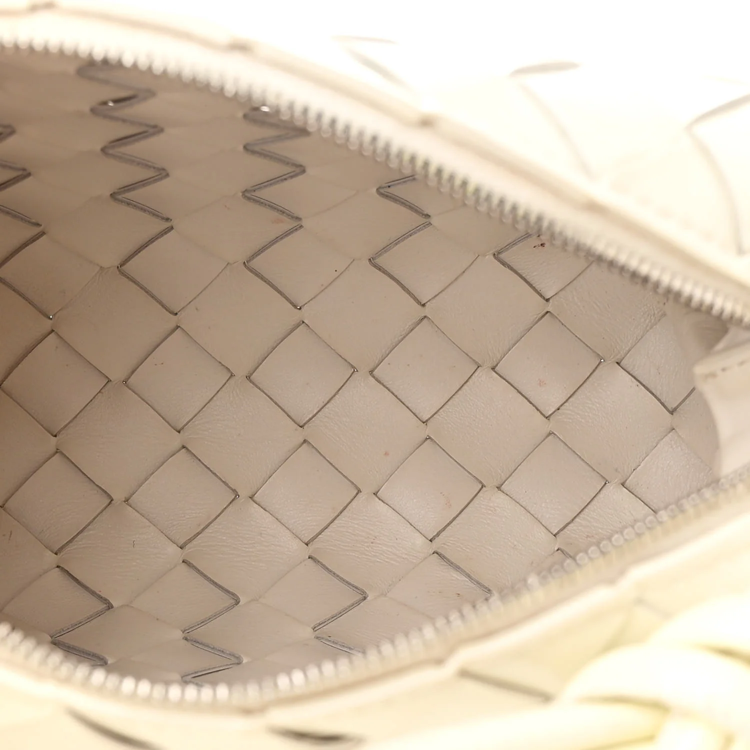 Patent Nappa Intrecciato Mini Loop Camera Bag White