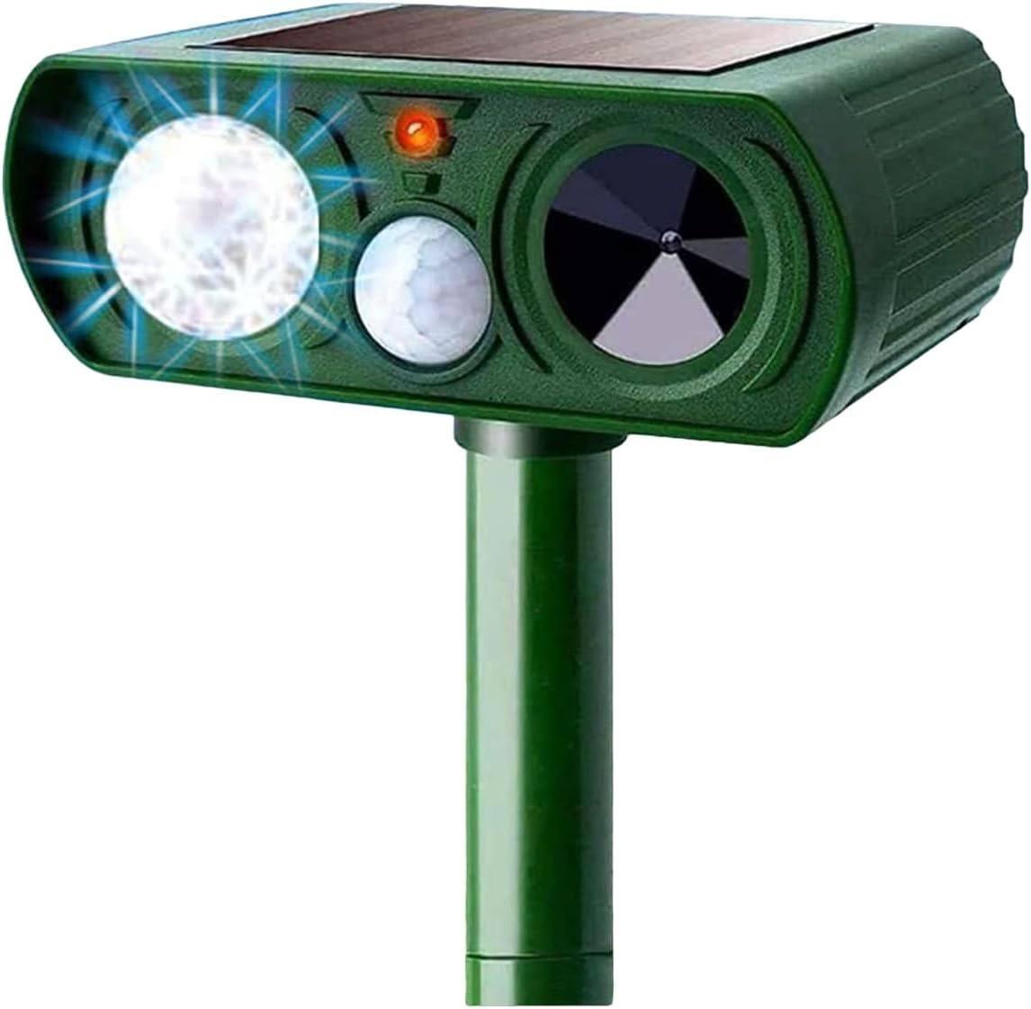 Animal Repellent Solar Powered Ultrasonic Animal Repellent Motion Sensor and Flashing Light Outdoor Weatherproof Farm Garden Lawn for Cat Dog Coyote