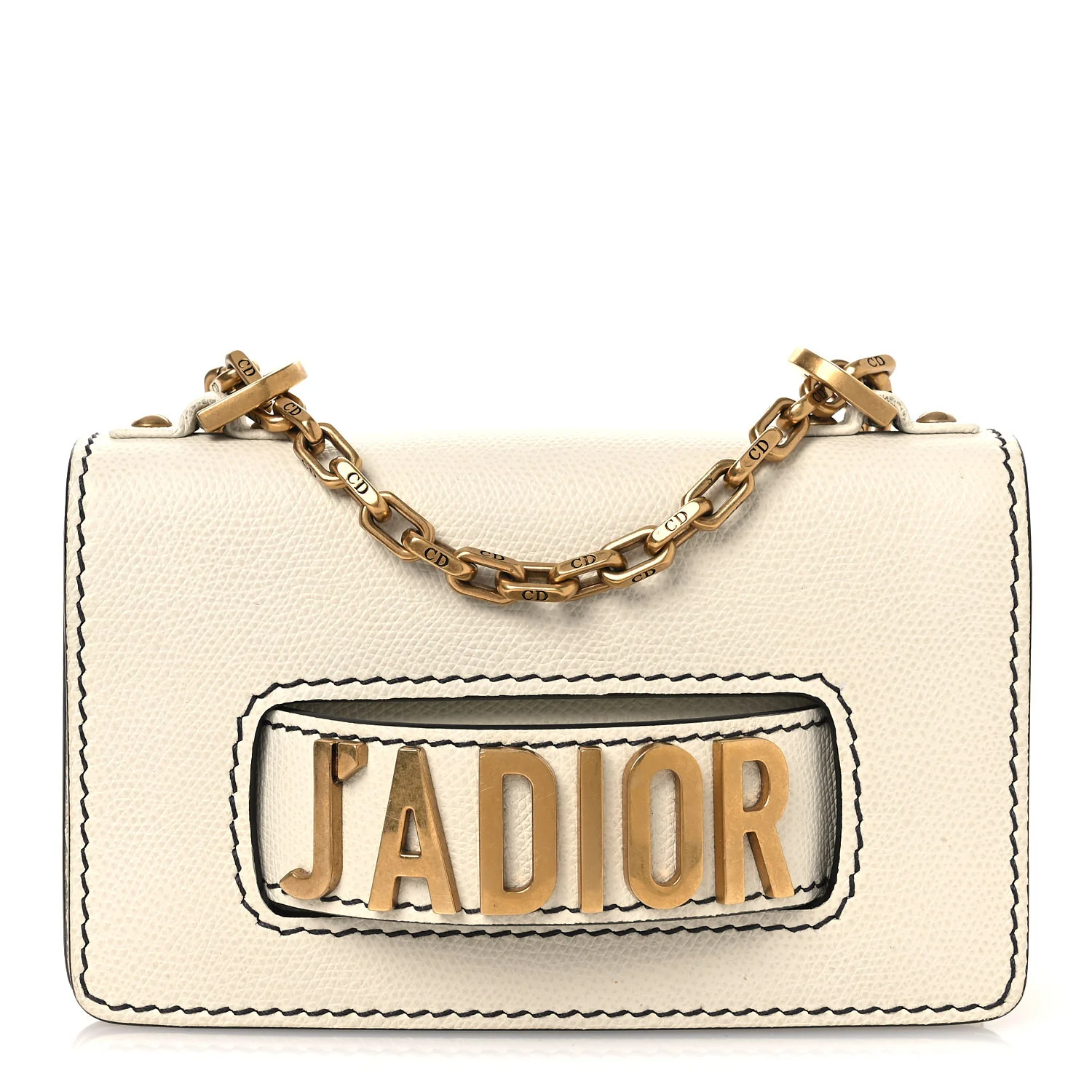 Grained Calfskin Mini J'Adior Chain Flap Bag Latte