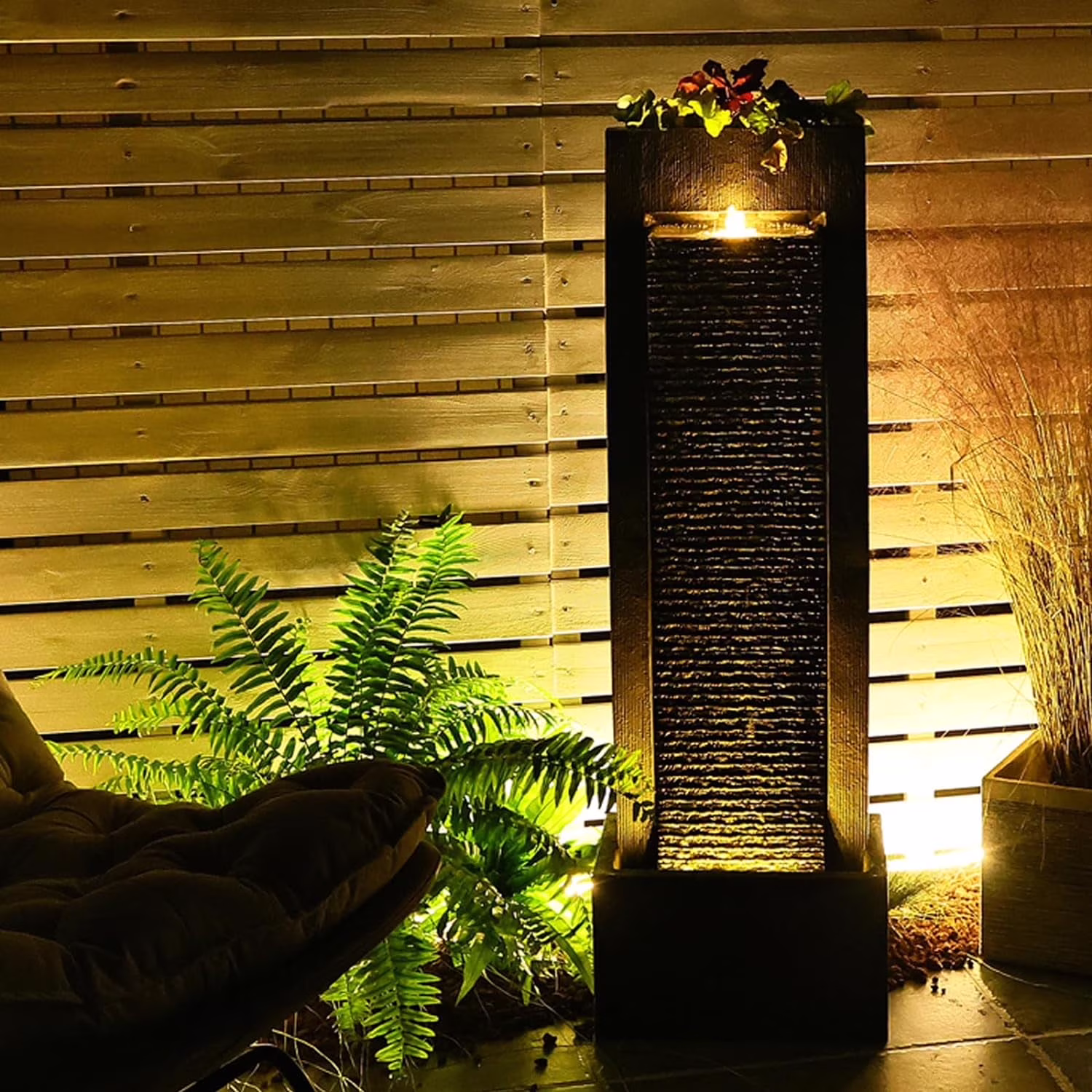 Garden Springs Zen Zone Polyresin Water Fountain with LED Lights