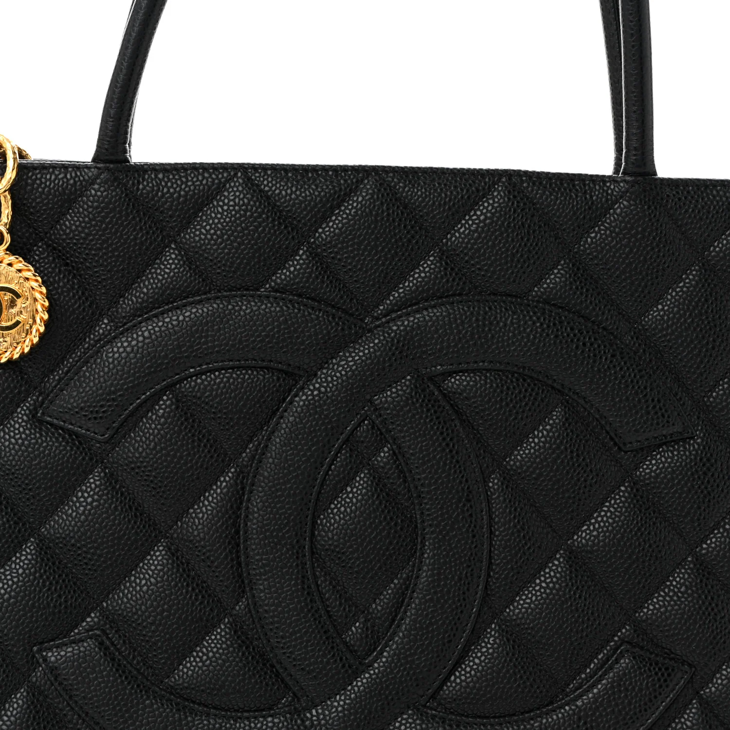 Caviar Quilted Medallion Tote Black