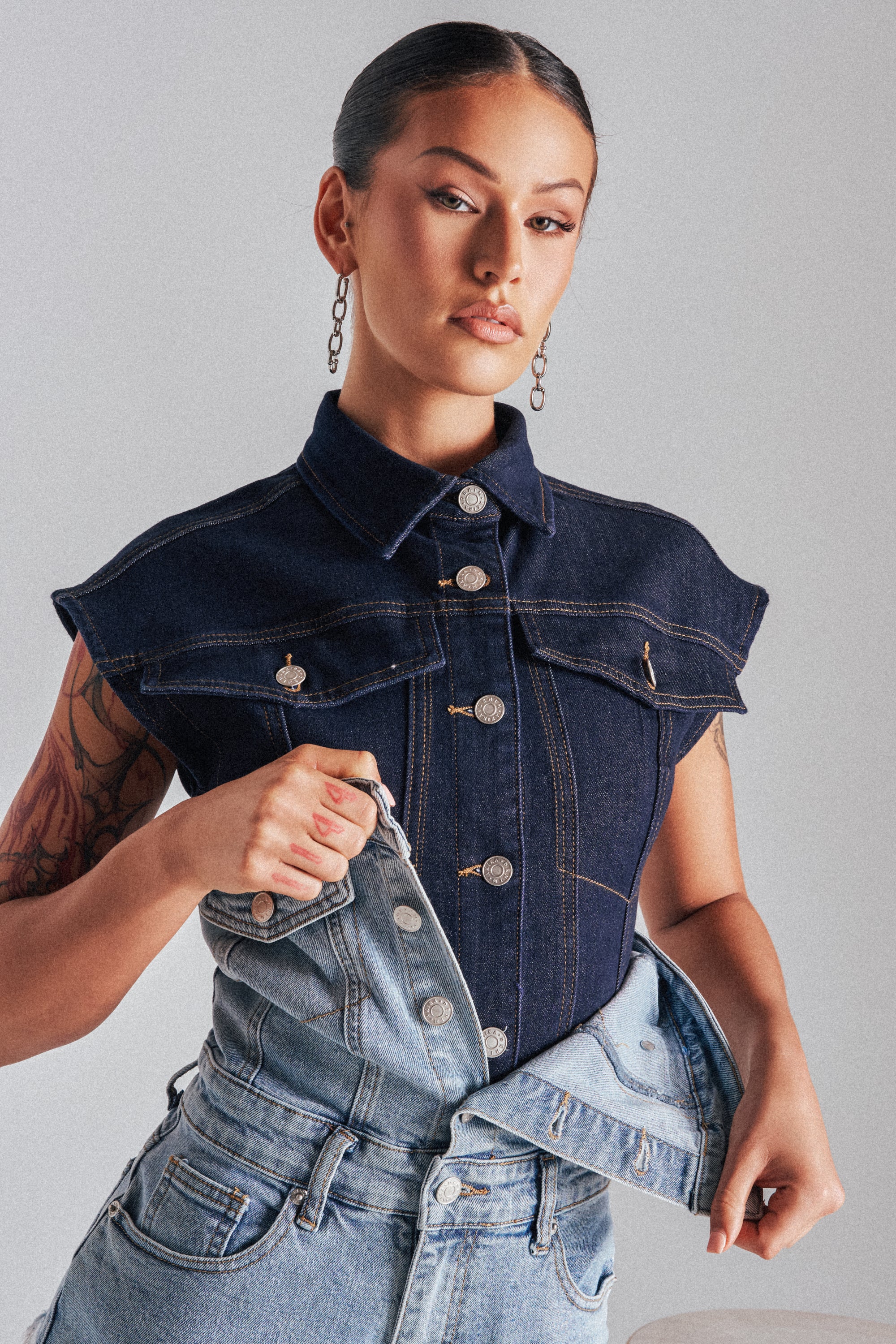 LILY DENIM BUTTON DOWN - Akira Store