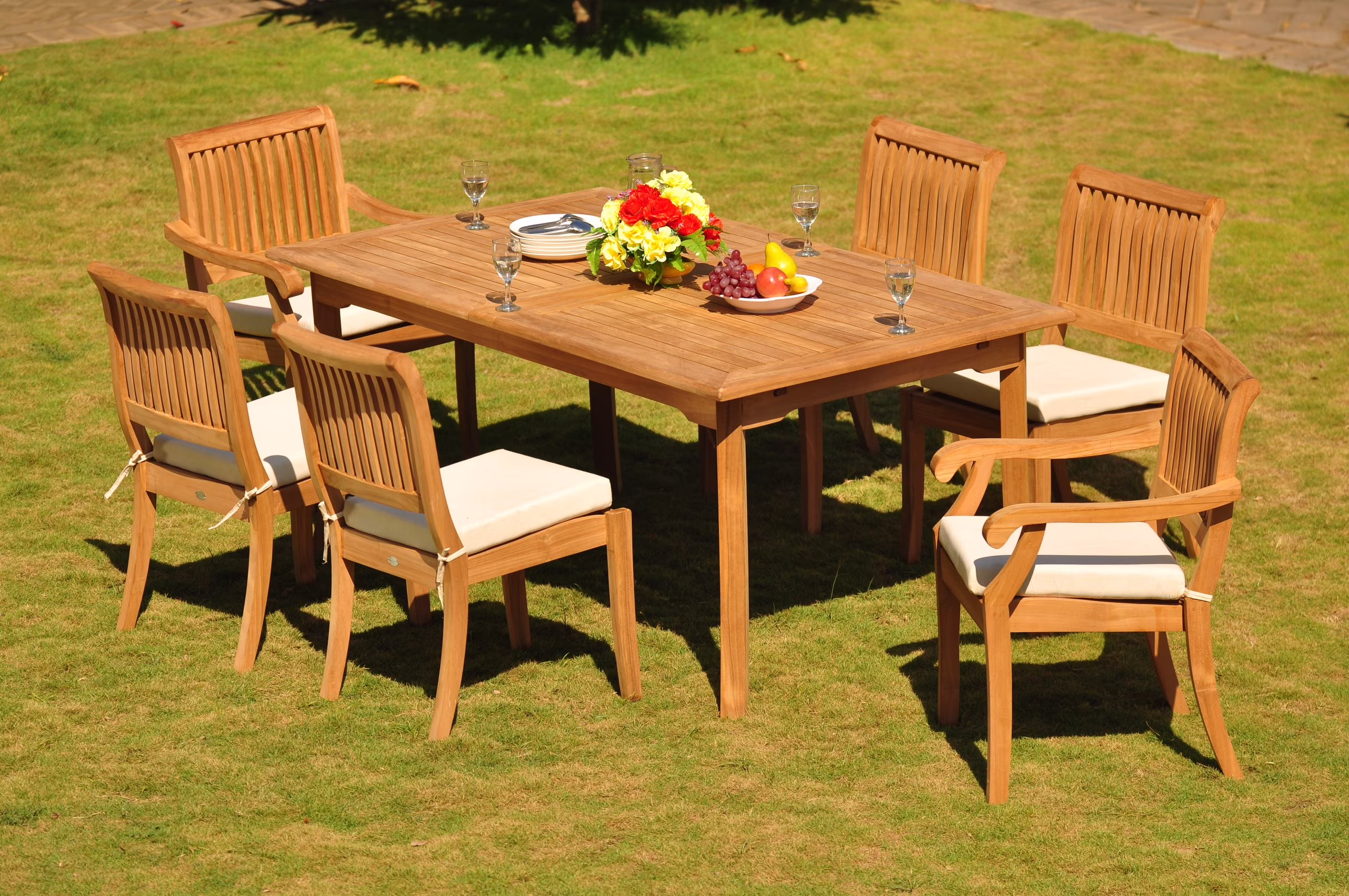 Teak Dining Set: 6 Seater 7 Pc: 94