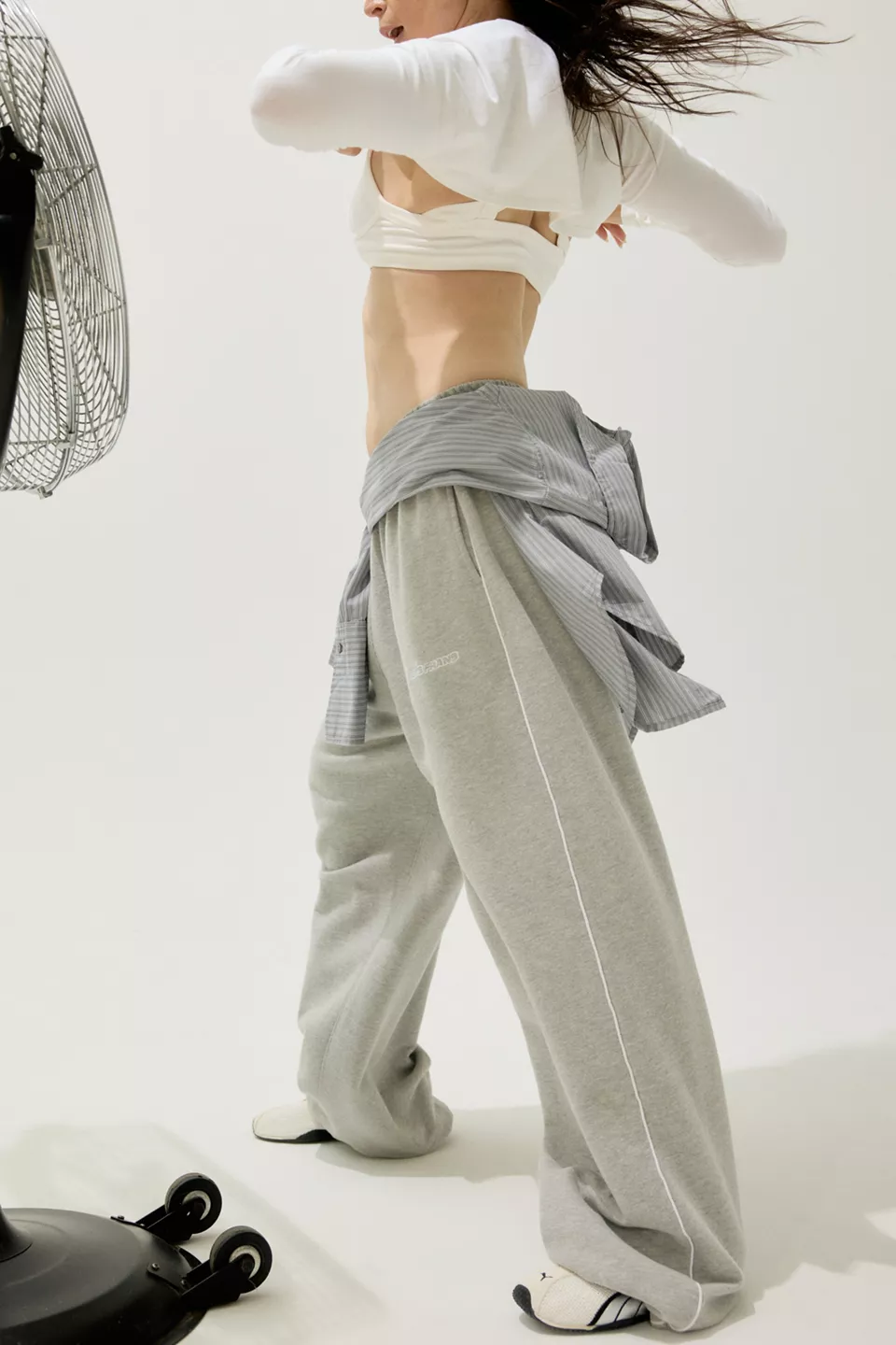 Harri Wide Leg Jogger Pants-Grey