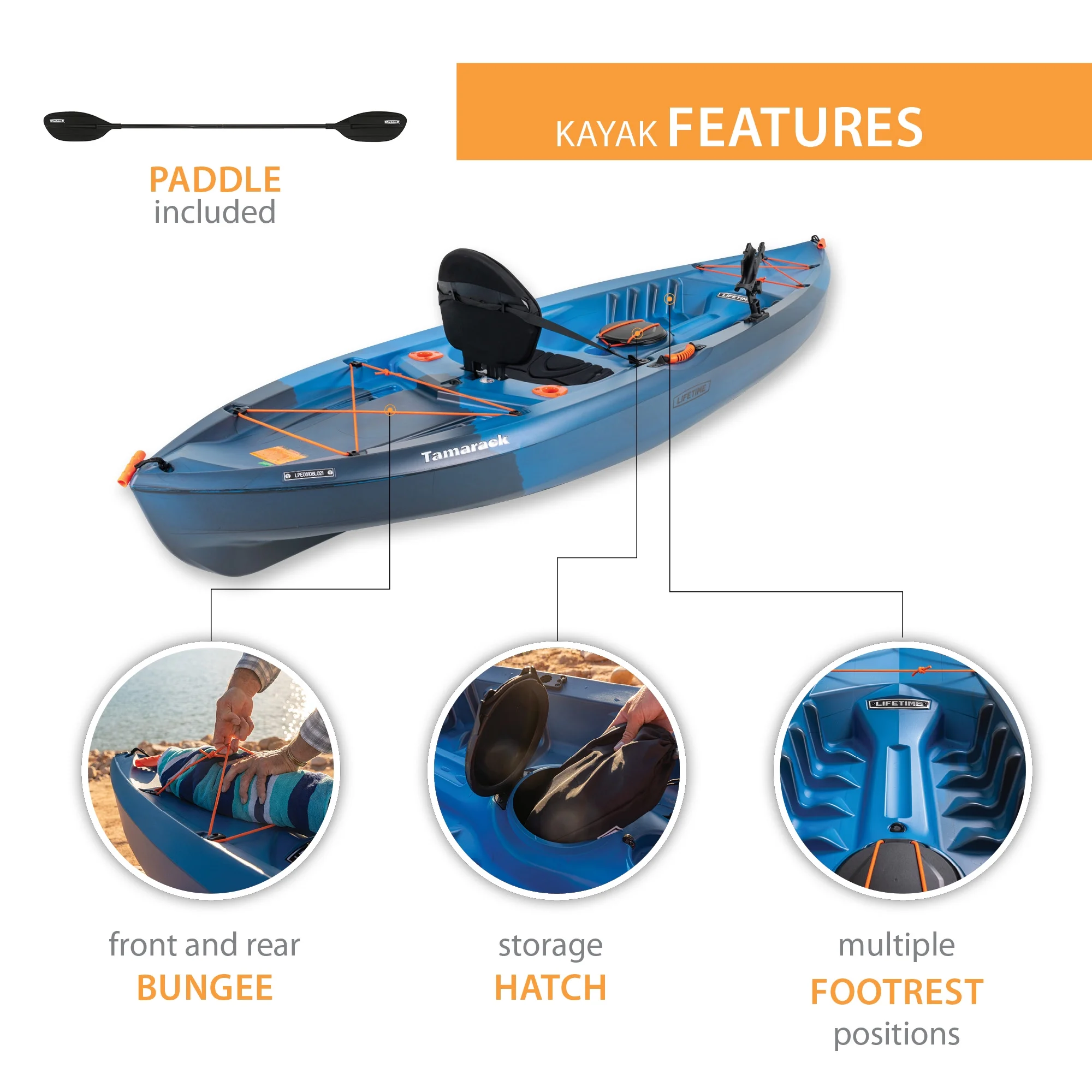 Lifetime Tamarack Angler 10 Ft. Fishing Kayak, Volcano Fusion (91340)