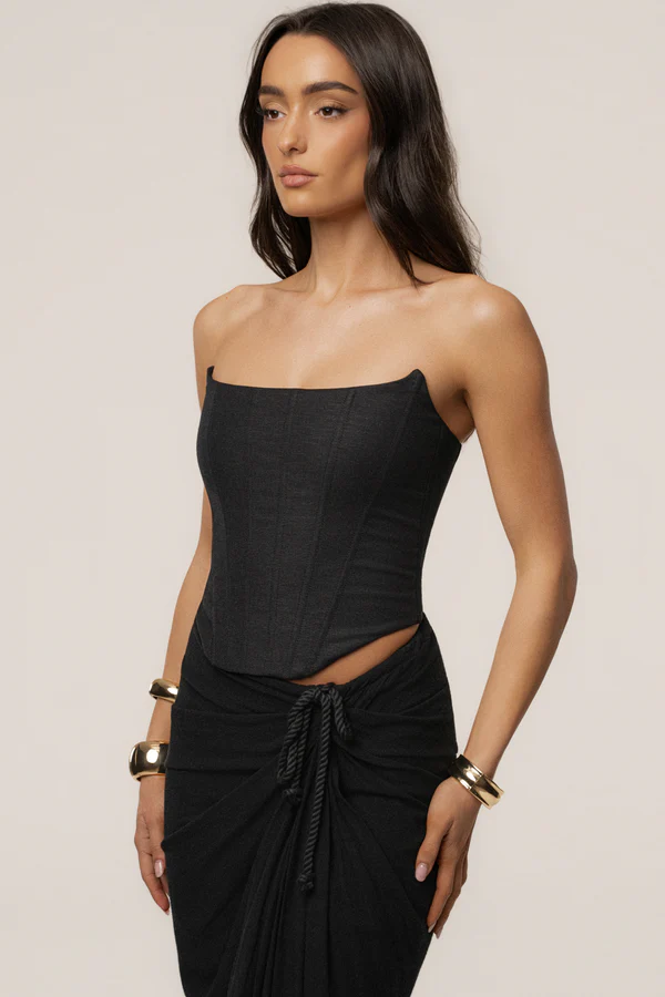 Black Fenix Reversible Linen Corset