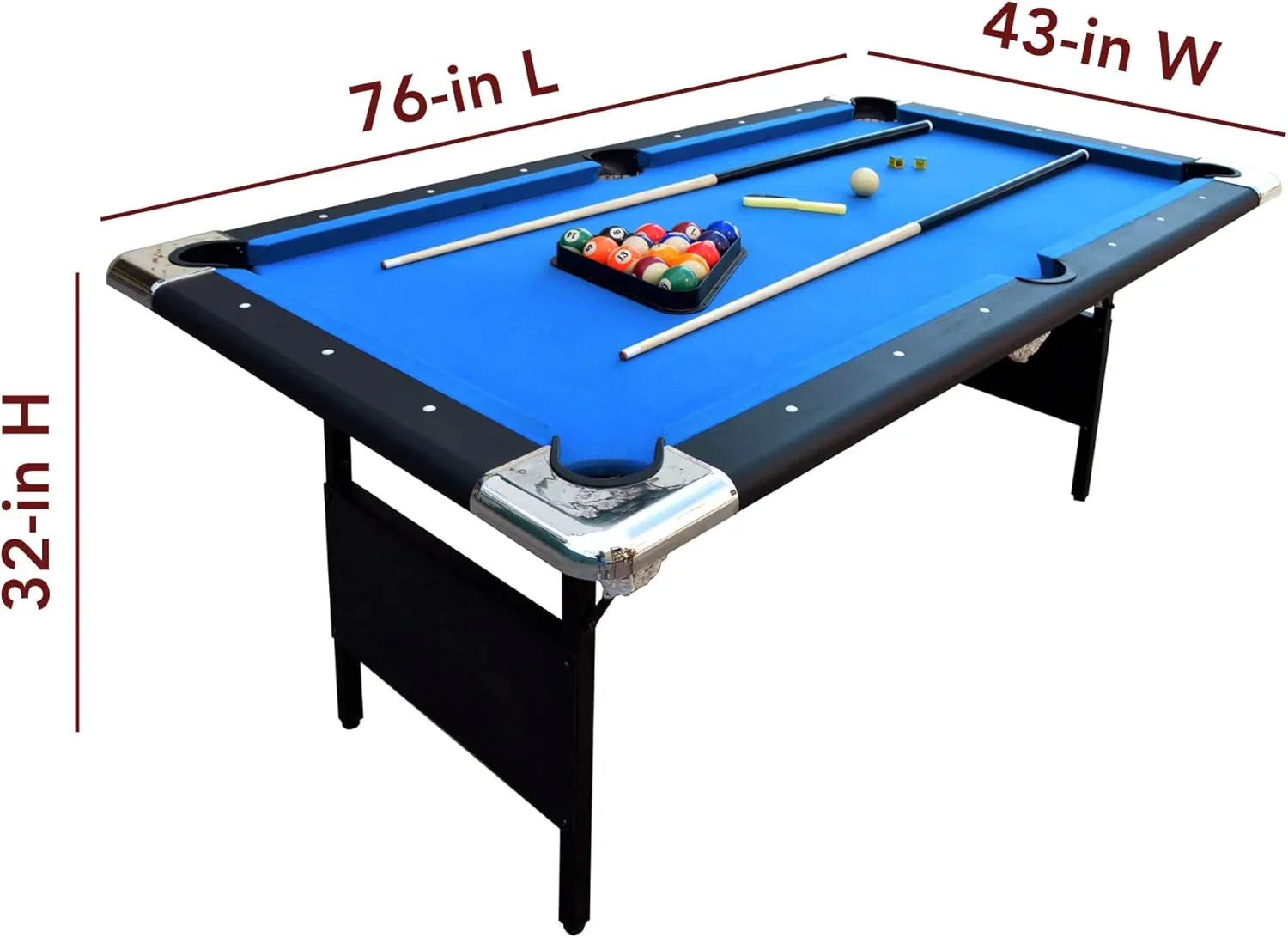6 ft Portable Pool Table, Adults Folding Billiards Tables for Game Room with Easy Foldable Storage, Includes Full Set of Billiard Balls,…