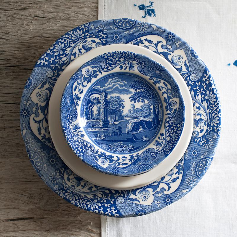 Blue Italian tallerken flat 27 cm blå/hvit