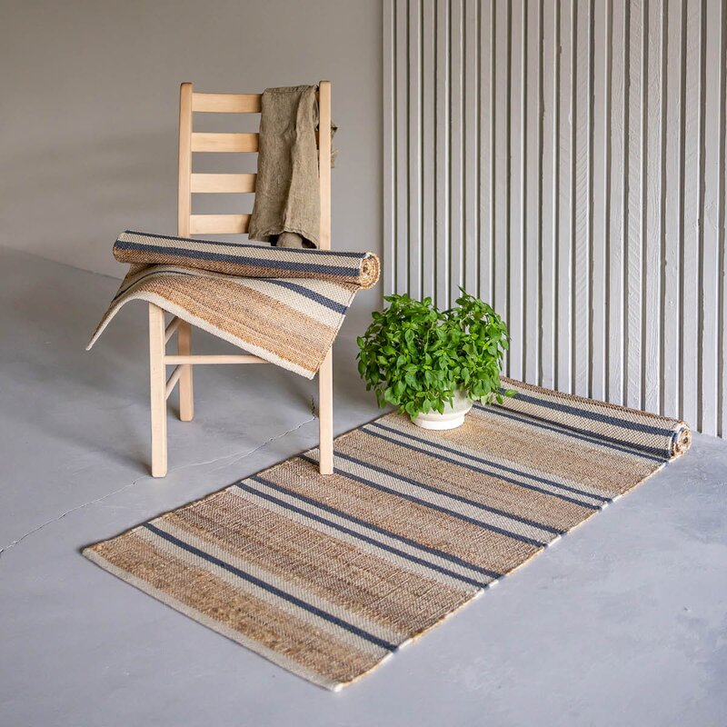 Lyon jute gulvløper 70x230 cm natur blå