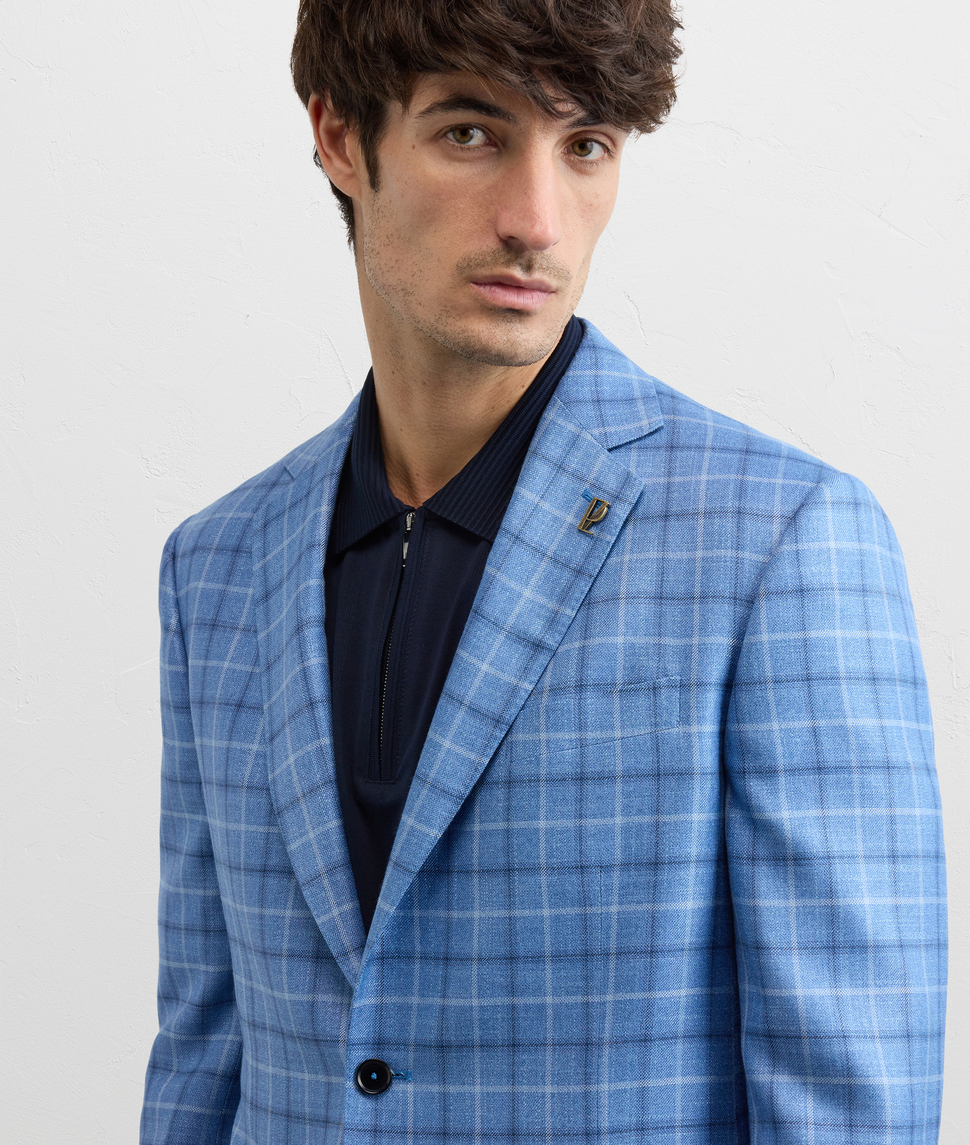 LIGHT BLUE BAMBOO VISCOSE VICENZA LINE HALF LINED JACKET