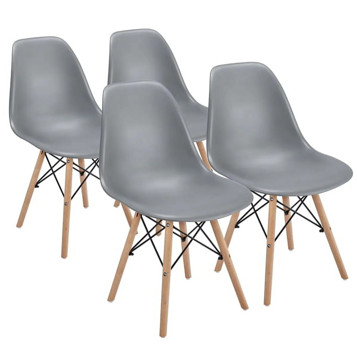 Set of 4 Modern Style Dining Chairs for Kitchen Dining Room, Black(Black) Image 4
