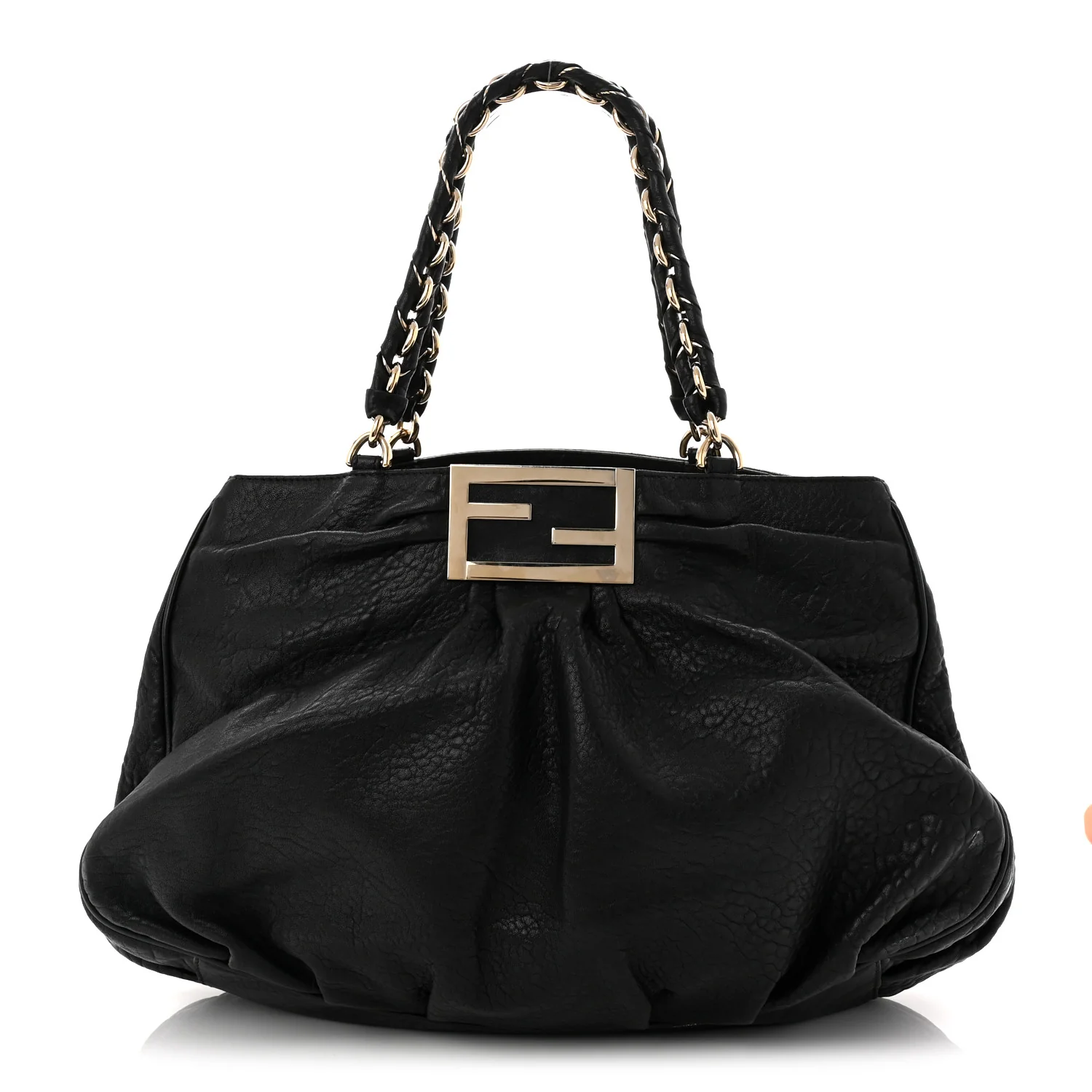 Crinkled Lambskin Mia Tote Black