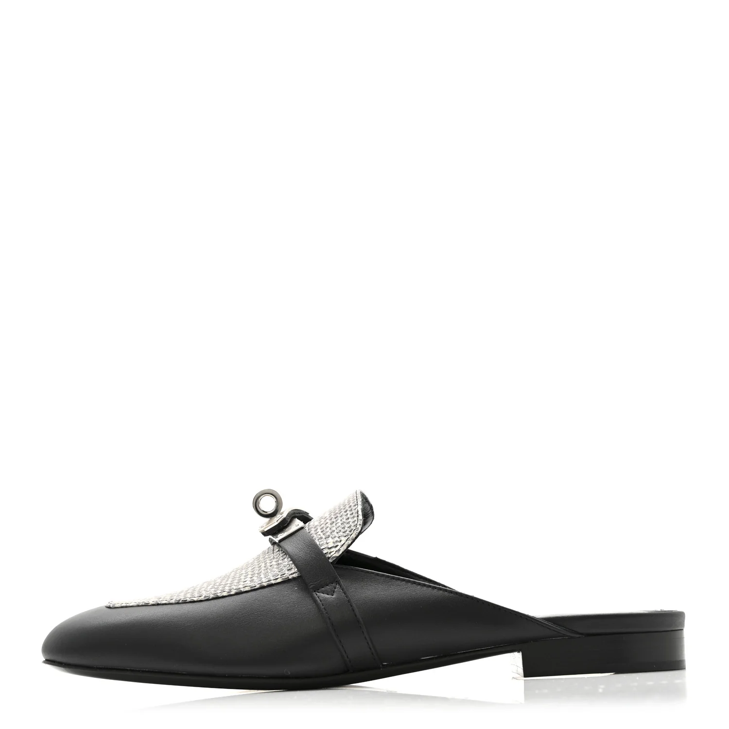 Lizard Calfskin Oz Mules 37 Ombre Black