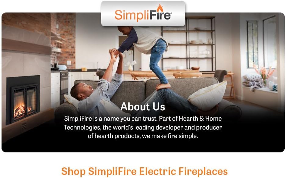 SimpliFire 35-Inch Electric Fireplace Insert, Large Black Surround, 44