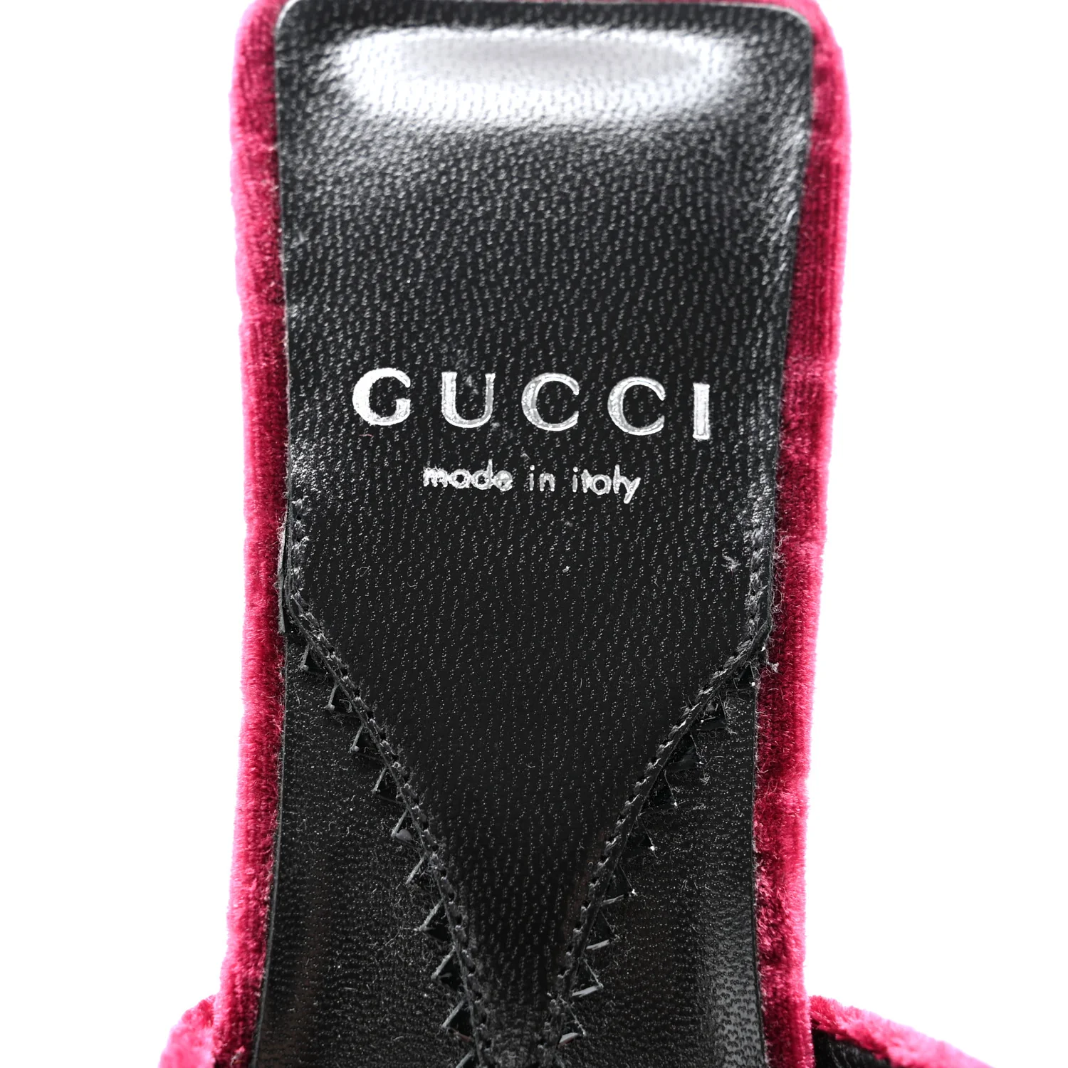 New Velvet Ashmir Regent Calfskin GG Monogram Square Toe Bow 45mm Slide Sandals 35.5 Red Grape