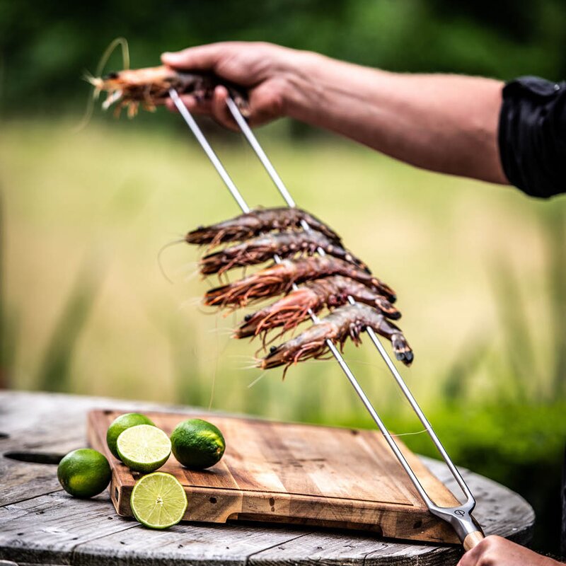 Churrasco gaffelspyd 60 cm stål/oliventre