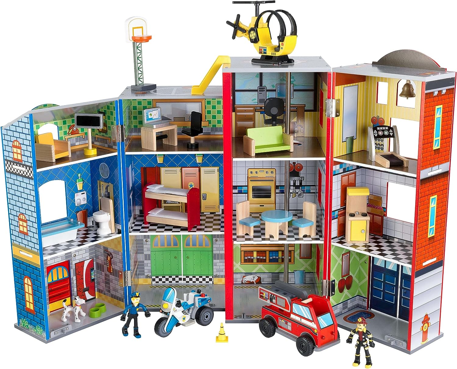 Ensemble de jeu en bois à 3 niveaux, avec 26 accessoires, pliable pour le rangement