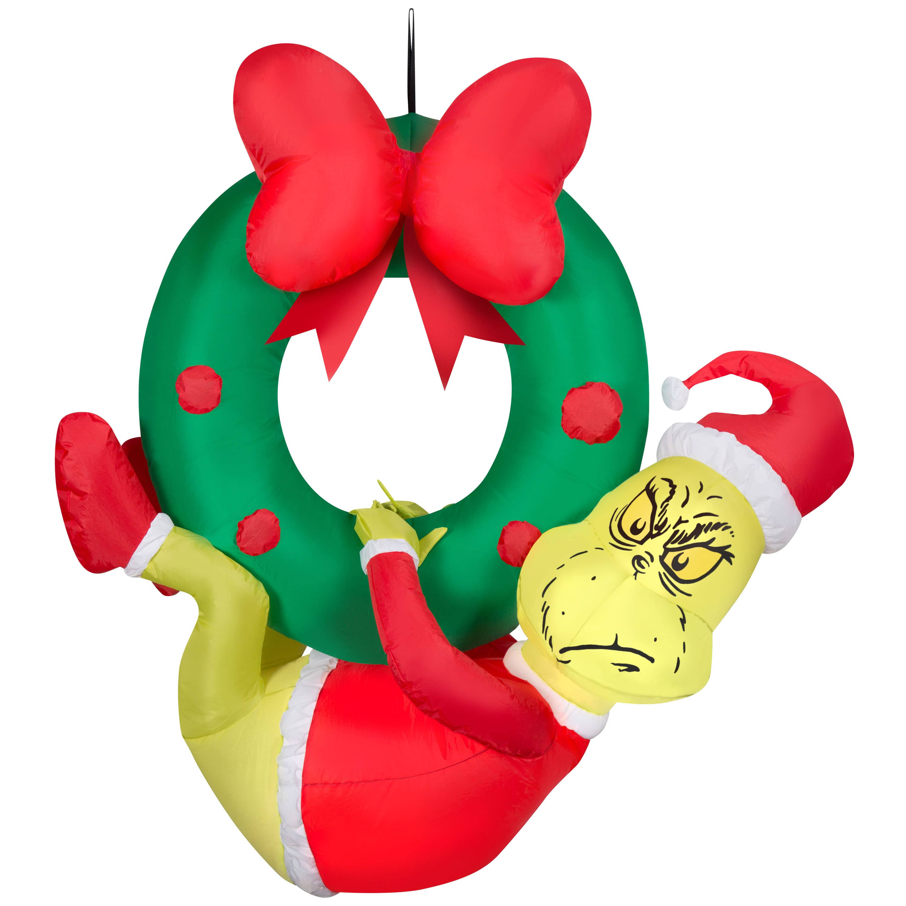 Dr. Seuss 4 ft Grinch Hanging from Wreath Holiday Inflatable
