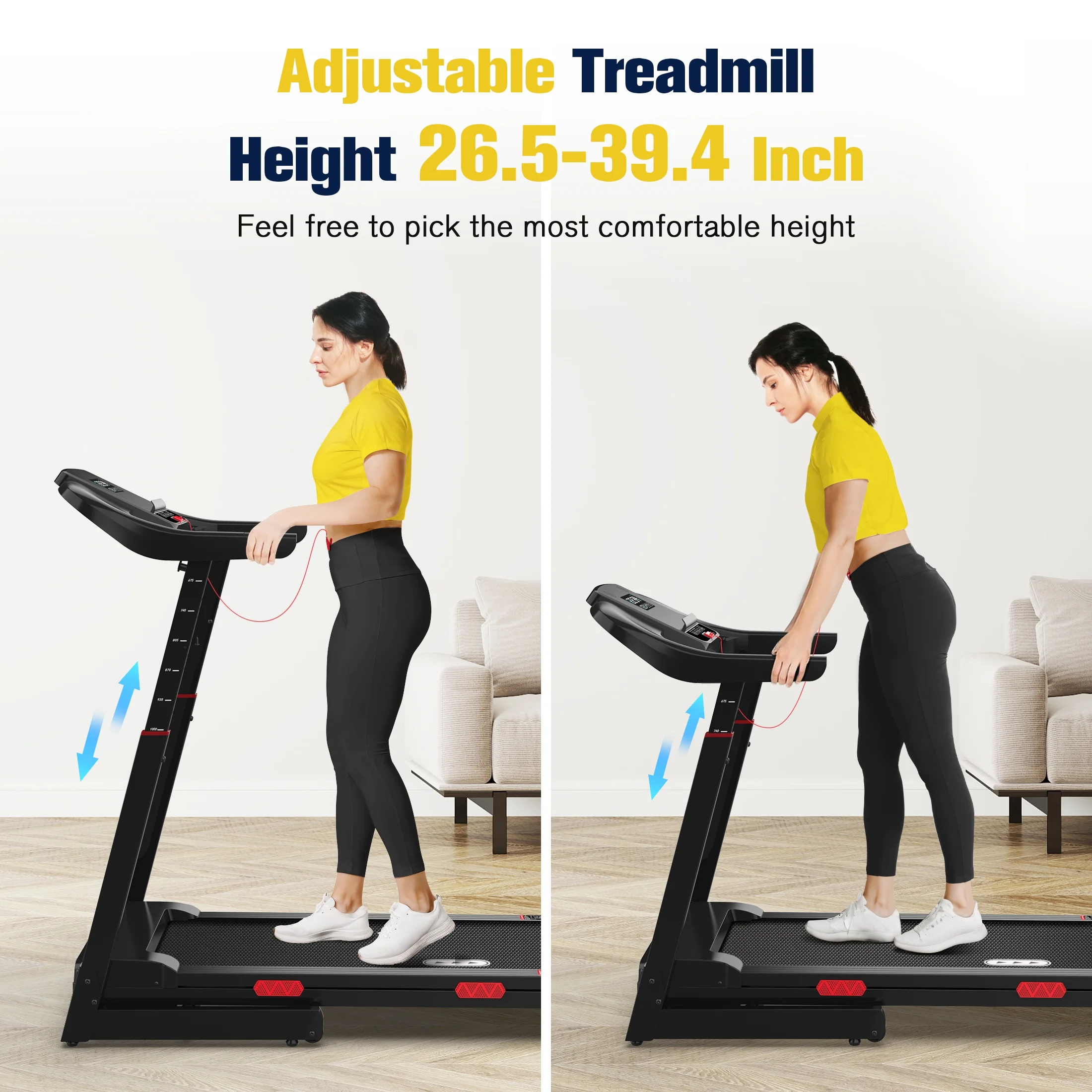 Foldable Treadmill,15% Auto Incline, 350 lb Capacity, Bluetooth, Voice Control, Heart Rate Monitor, for Home Office(Black) - Image 8