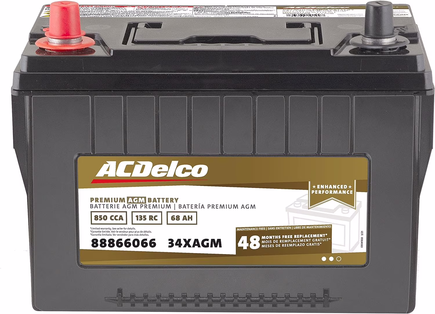 Acdelco Gold 48 Month Warranty Premium AGM BCI Group 34 Battery