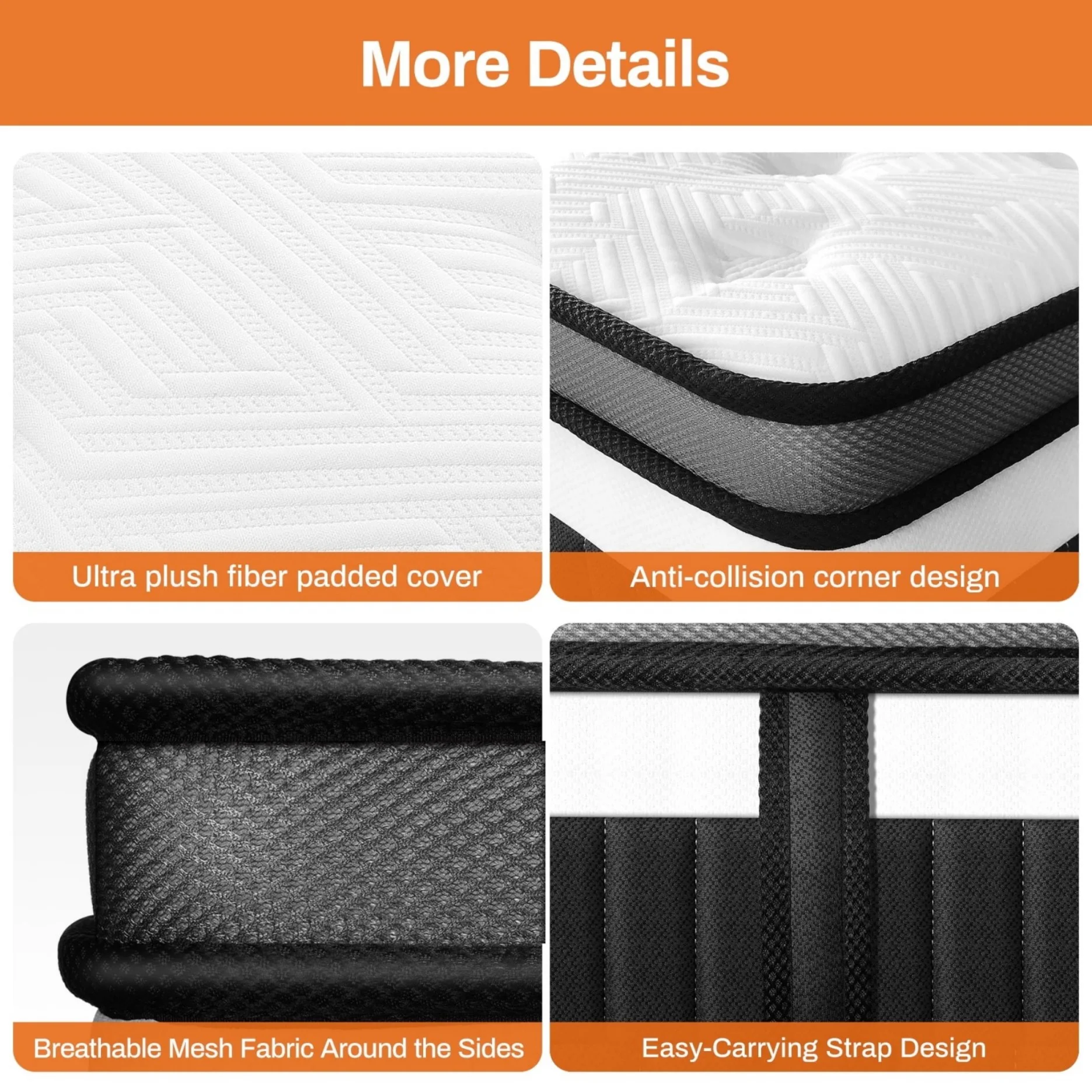 Qvamodo 14 in Hybrid King Mattress - Medium Firm King Size Bed in a Box - Certipur - US Certified Memory Foam, King Size Mattress for Pressure Relief, Cooling Sleep, and Motion Isolation