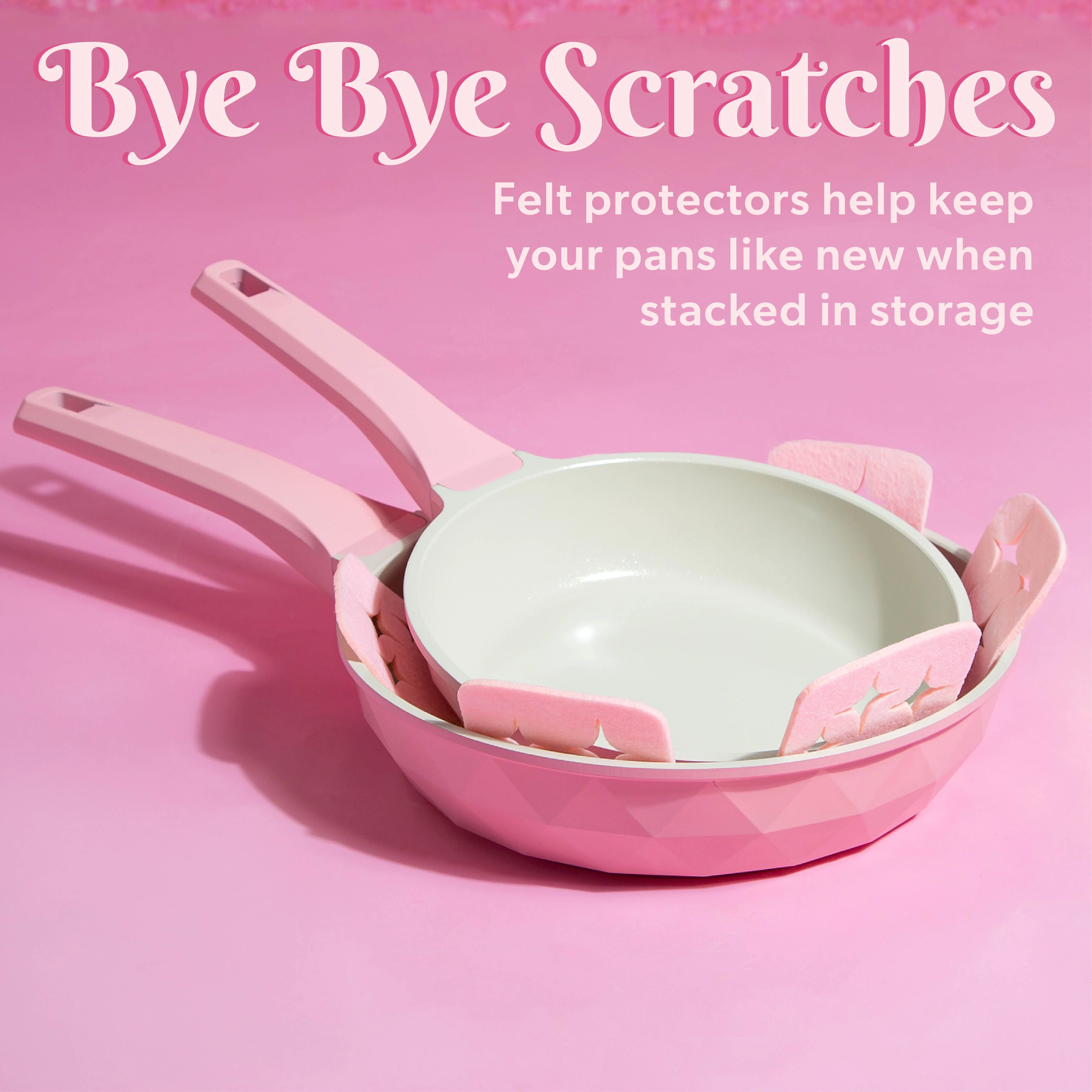 10 Piece Ceramic Nonstick Cast Aluminum Cookware Set, Clean Ceramic? Coating, Faceted Pink Design(Pink) Image 9
