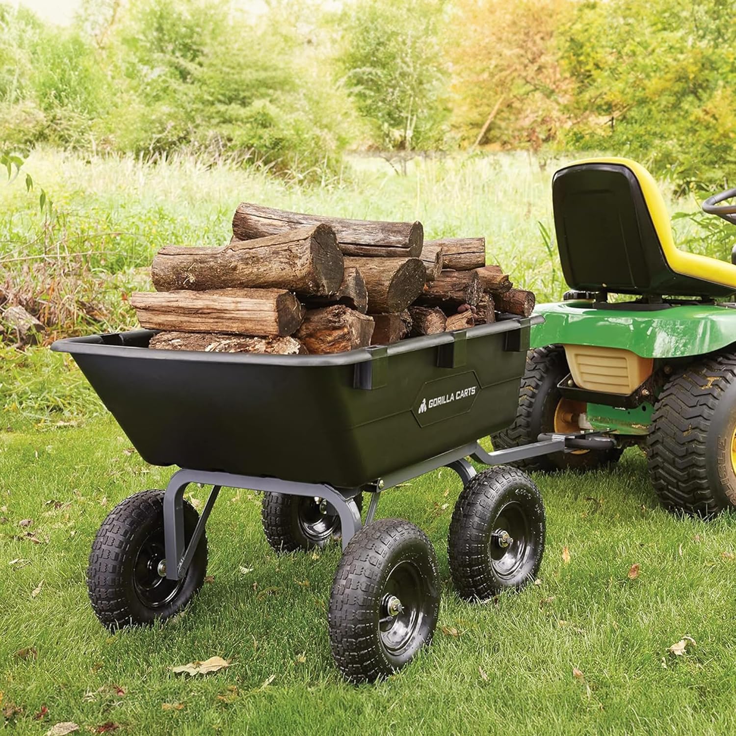Heavy Duty Poly Utility Dump Wagon Garden Cart W/pneumatic Tires, 6 Cu ft - 1200 lb Capacity Outdoor Wheelbarrow for Yard, Landscaping &…