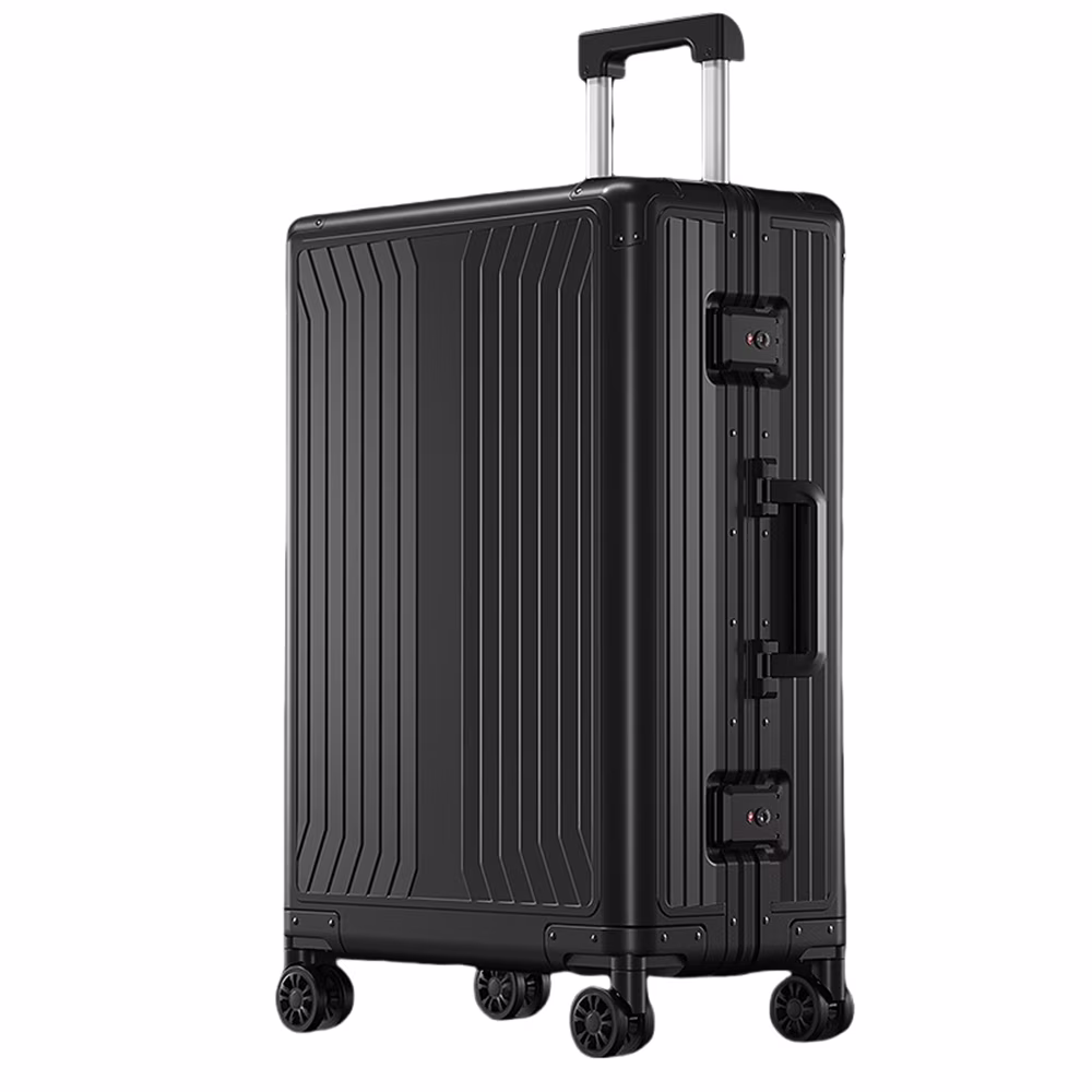 All Aluminum Magnesium Hardshell Carry on Luggage with Wheels, Modern Zipperless Hardshell Checked Luggage with TSA Lock, Airline Approved Metal Suitcase Travel Metal Rolling Luggage