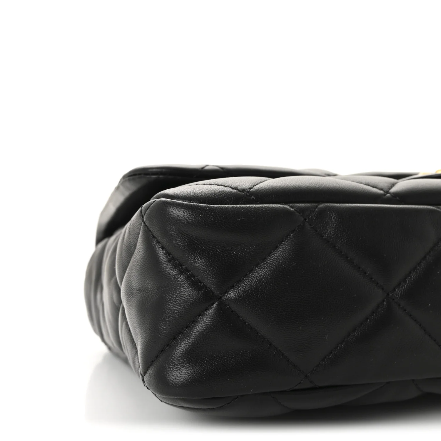 Lambskin Quilted Large CC Funky Town Flap Black