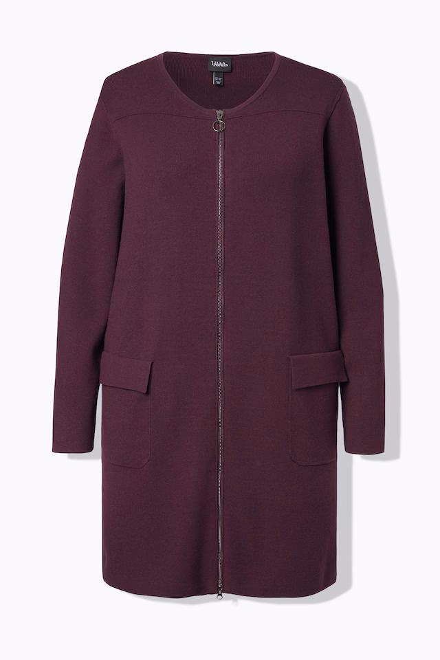 Ribbed Longline Zip-Up Cardigan