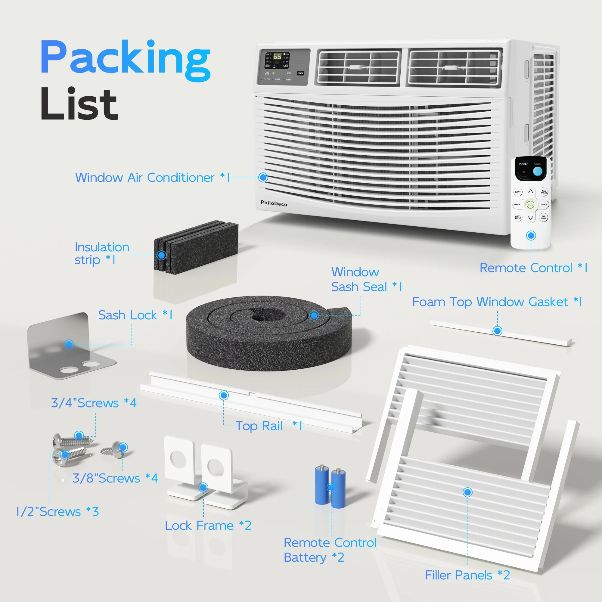 Window Air Conditioner 8000 BTU 350 Sq. Ft. Intelligent, LED Display Screen, with Remote Control, Ac Can Be Used As a Dehumidifier/Fan, Operates Quietly, Energy - Saving. Timer/Sleep and ECO