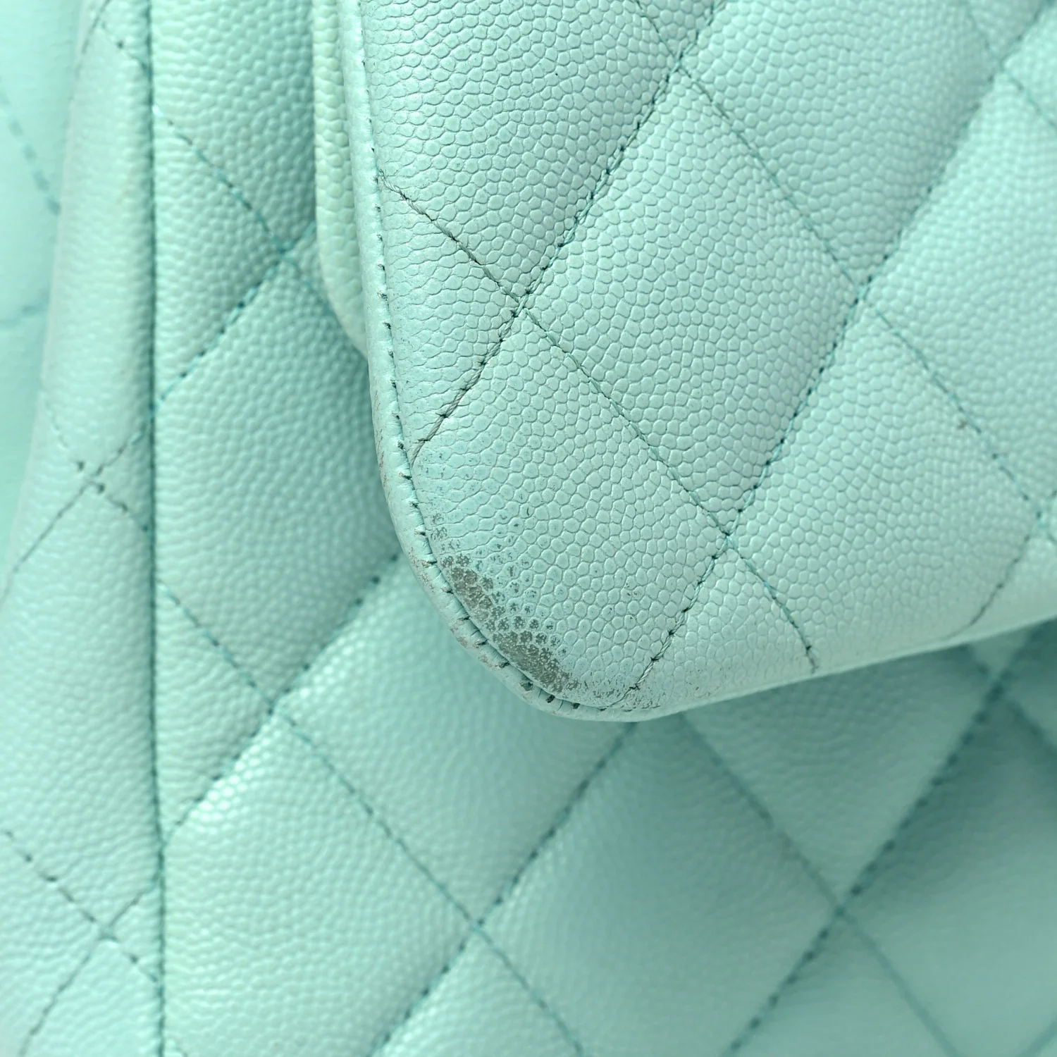 Caviar Quilted Jumbo Double Flap Light Green