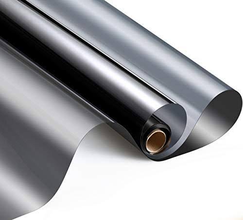 HooTown Window Tint for Home One Way Window Film Privacy Anti-UV Heat Control Reflective Glass Film Vinyl for Home Office Silver Black 2