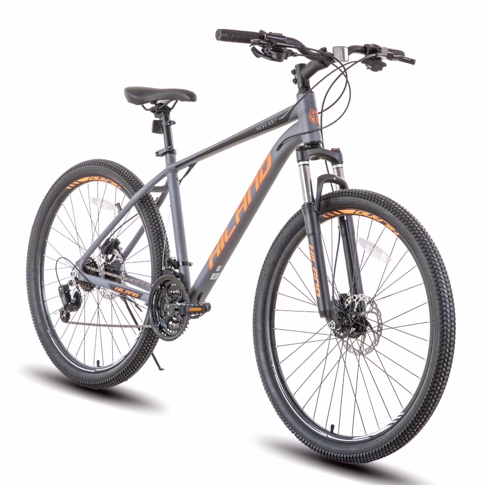 Hiland Aluminum Mountain Bike 21 Speeds MTB,Lock-Out Suspension Fork,27.5 inch Wheel,Mens Mountain Bike Bicycle, Gray