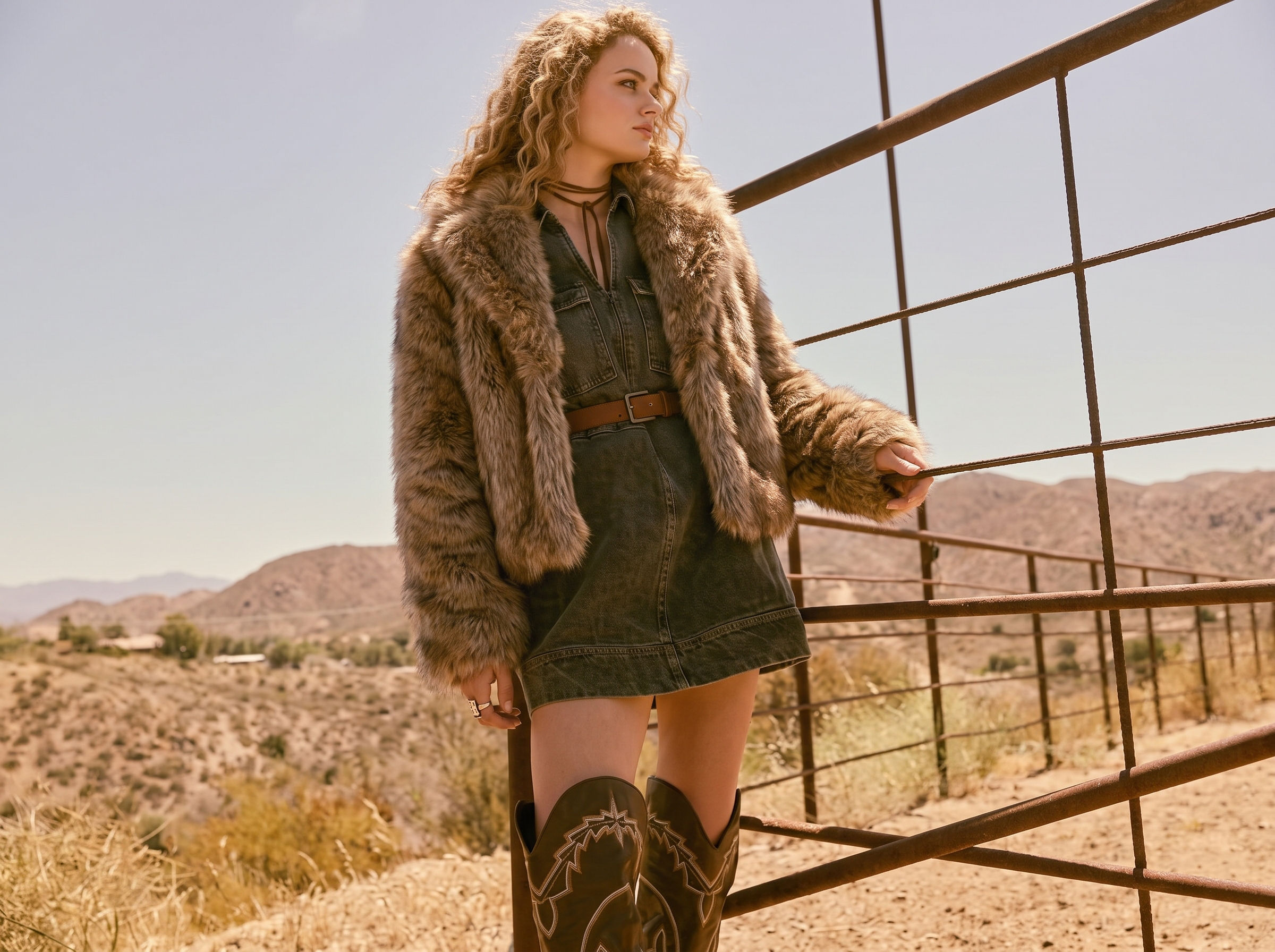 Woman styling a soft faux fur coat for a modern winter street look