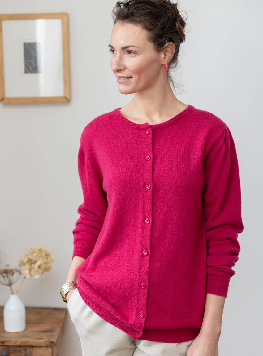 Cardigan femme en cachemire rose