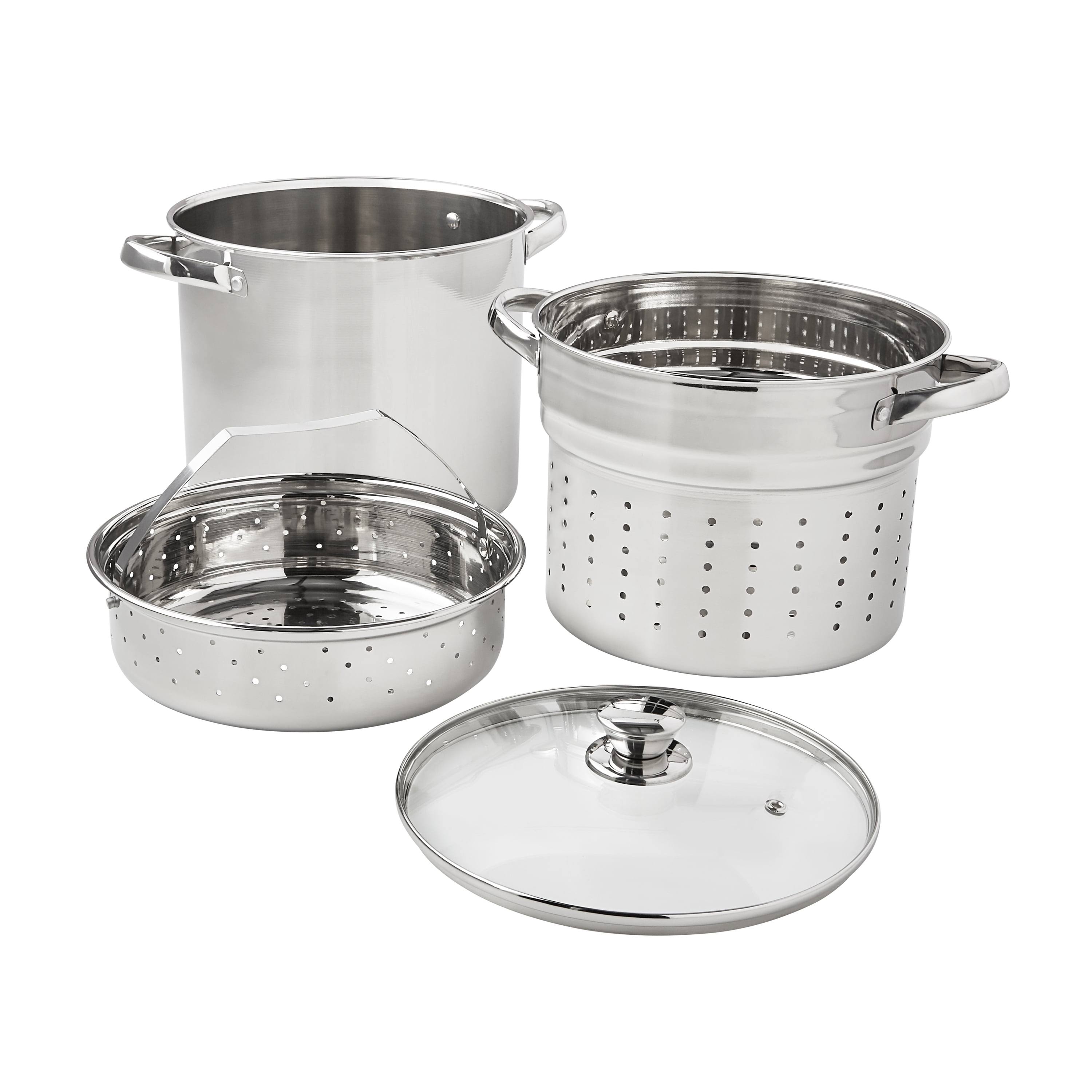 Mainstays Stainless Steel Multi-Cooker with Glass Lid - 8 qt