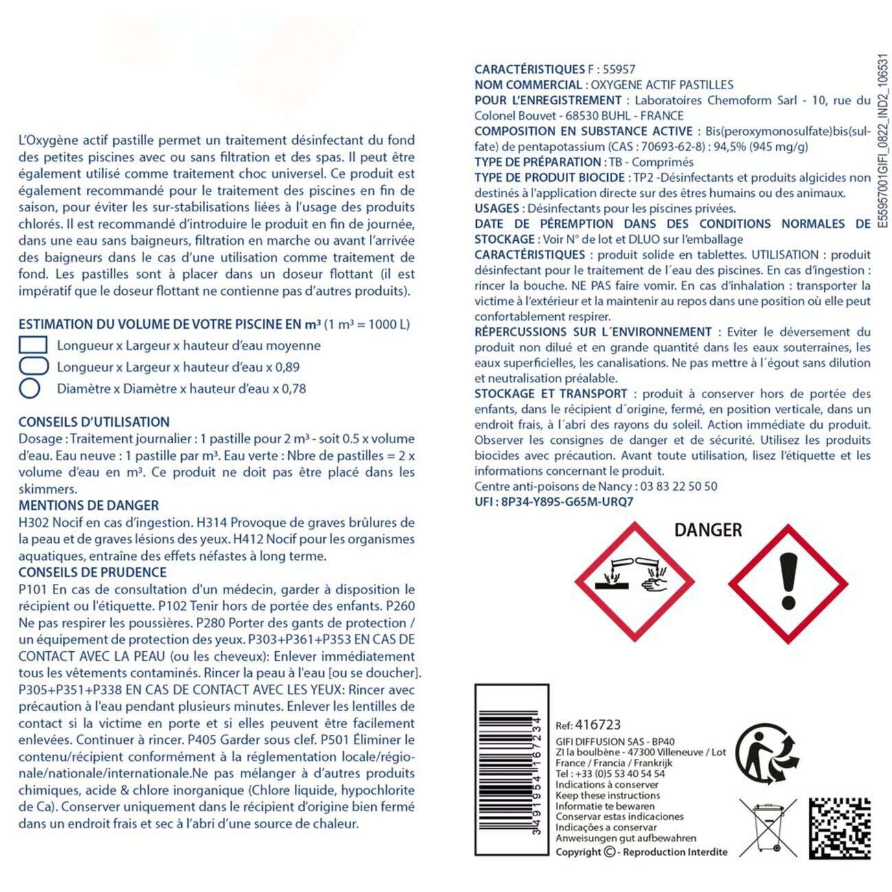 Oxygène actif galets 20g Aquaway 1kg