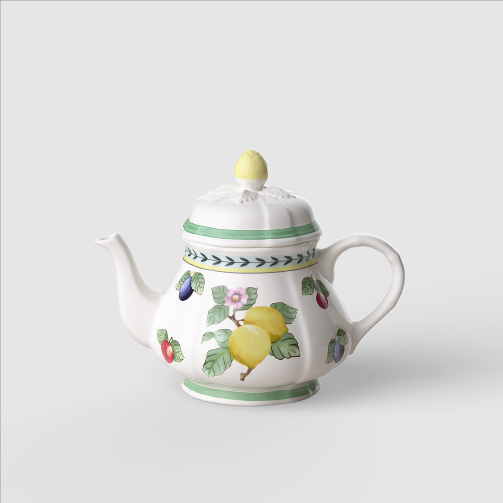 French Garden Teapot - Multi-colored, 30.5 oz, Premium Porcelain
