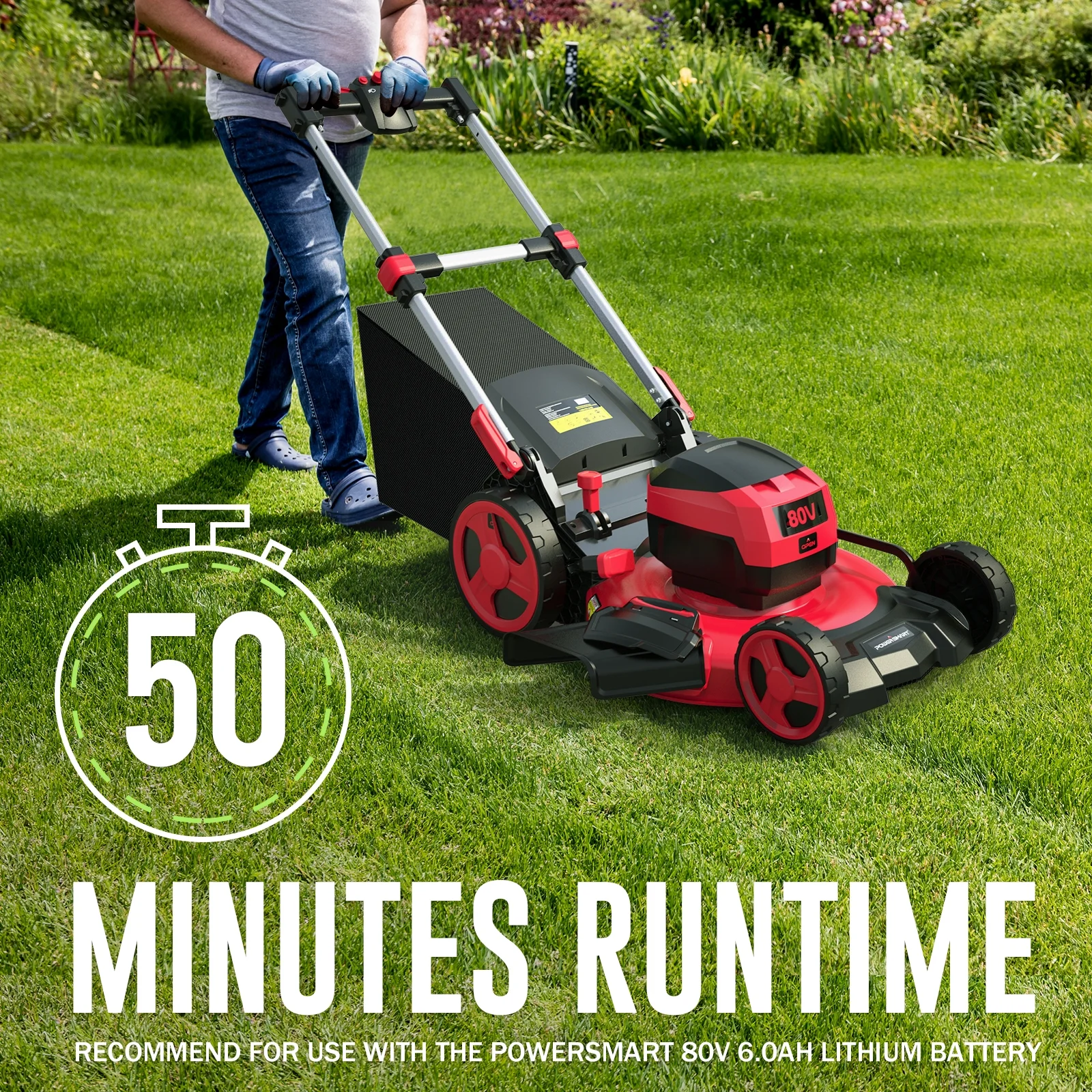 80V 22-inch Self-Propelled Cordless Lawn Mower with 6.0Ah Battery and Charger - Image 7