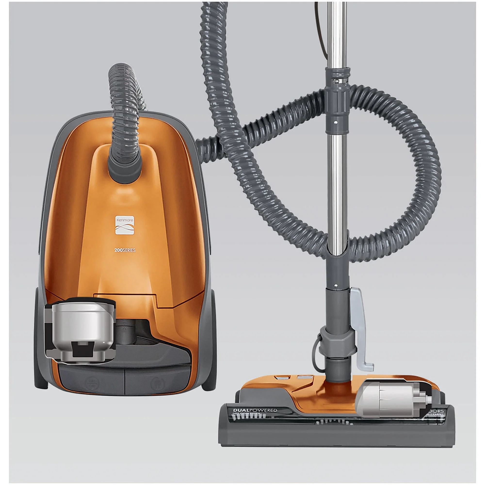 Kenmore 81214 200 Series Pet Friendly Lightweight Bagged Canister Vacuum with HEPA, 2 Motor System, and 3 Cleaning Tools - Orange