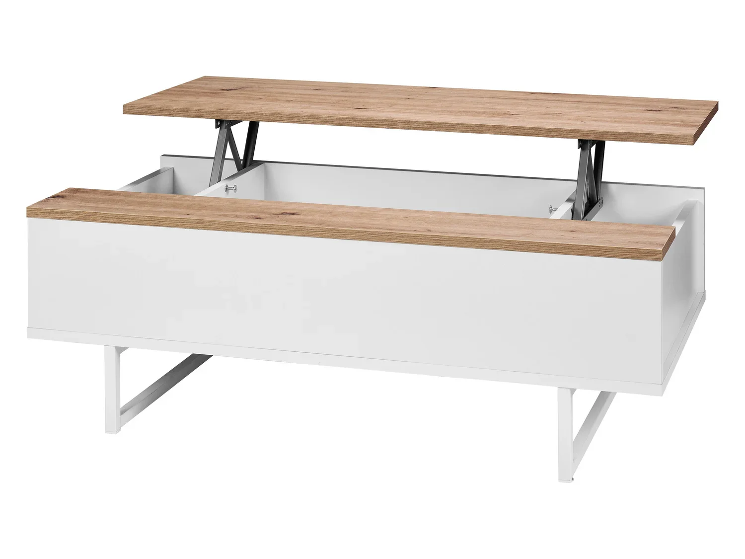 LIVARNO home Table basse Madrid, 110 x 37,5 x 58 cm, imitation chne/blanc